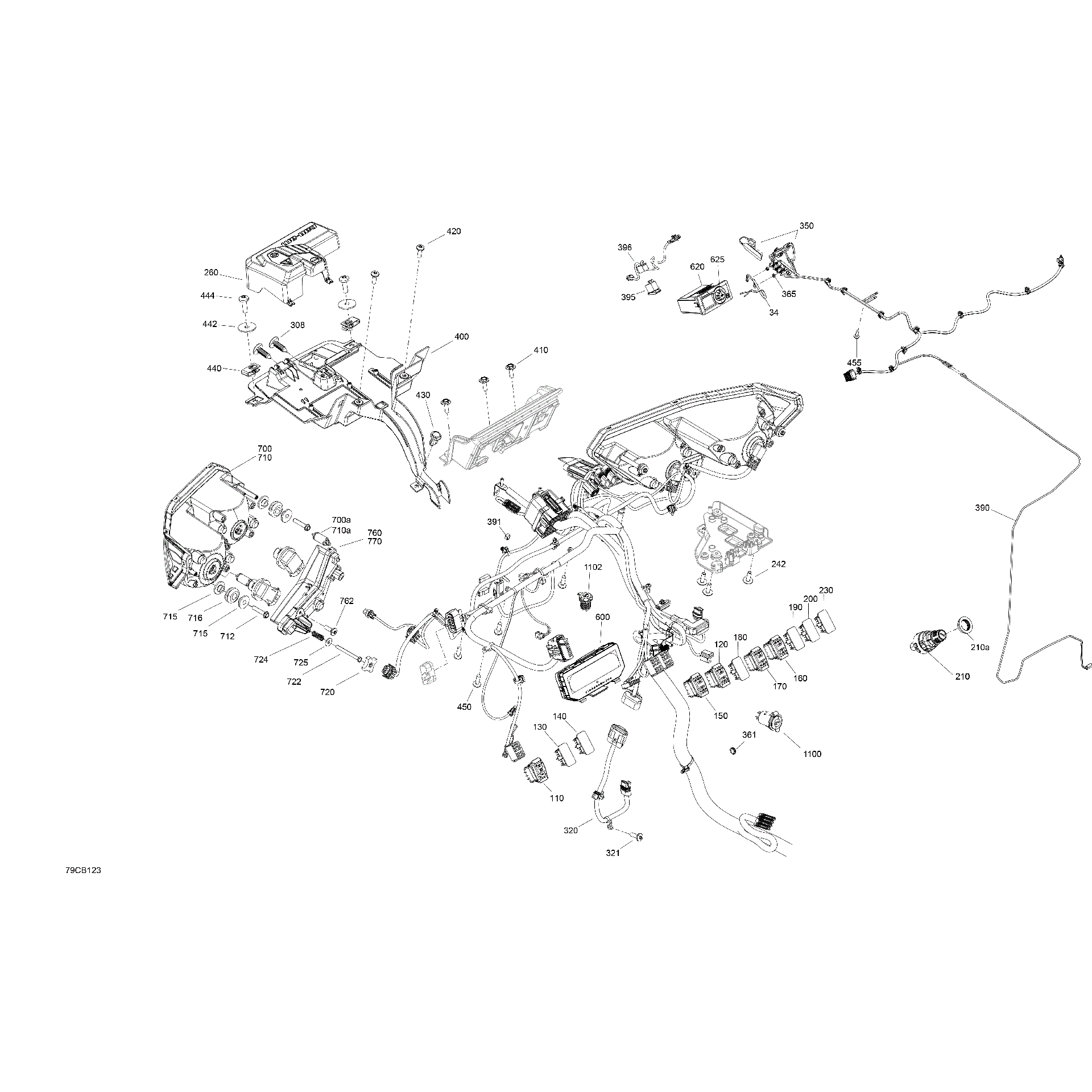 An Image of a Genuine Can-Am Parts Schematic Diagram showing the schematic - ELECTRIC - FRONT SECTION