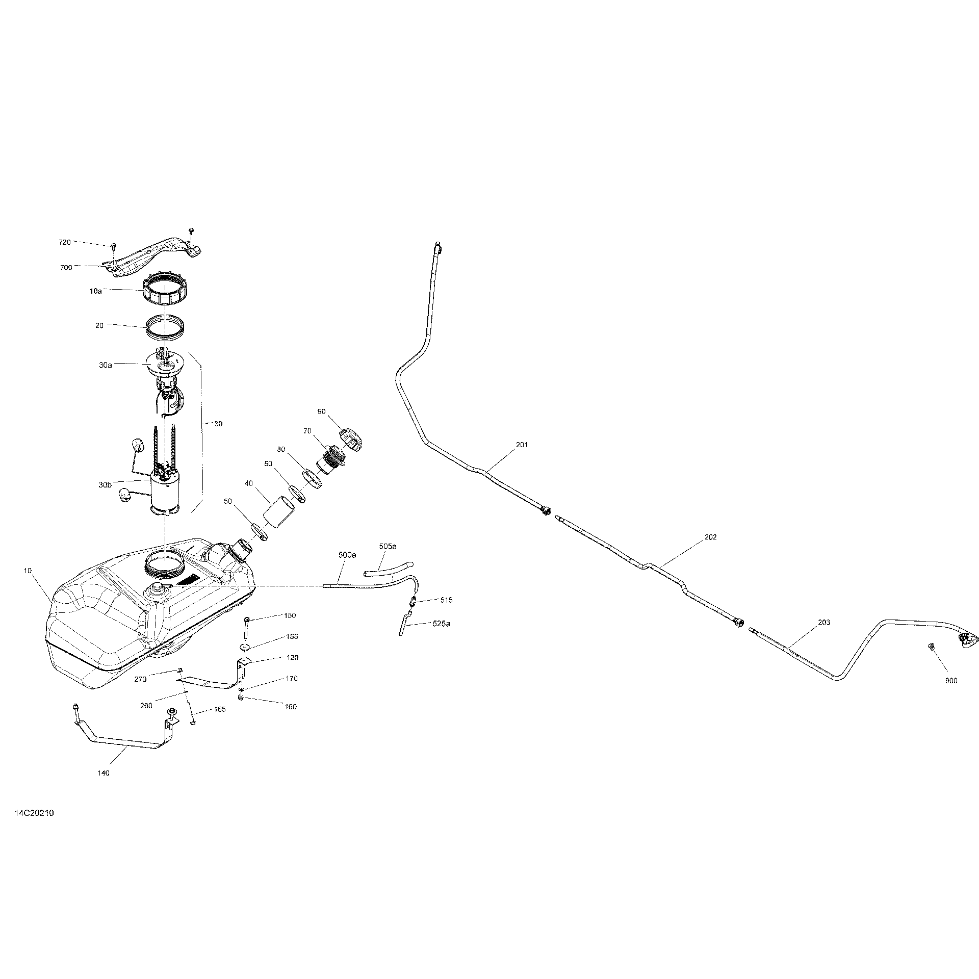 An Image of a Genuine Can-Am Parts Schematic Diagram showing the schematic - FUEL - NO EVAP
