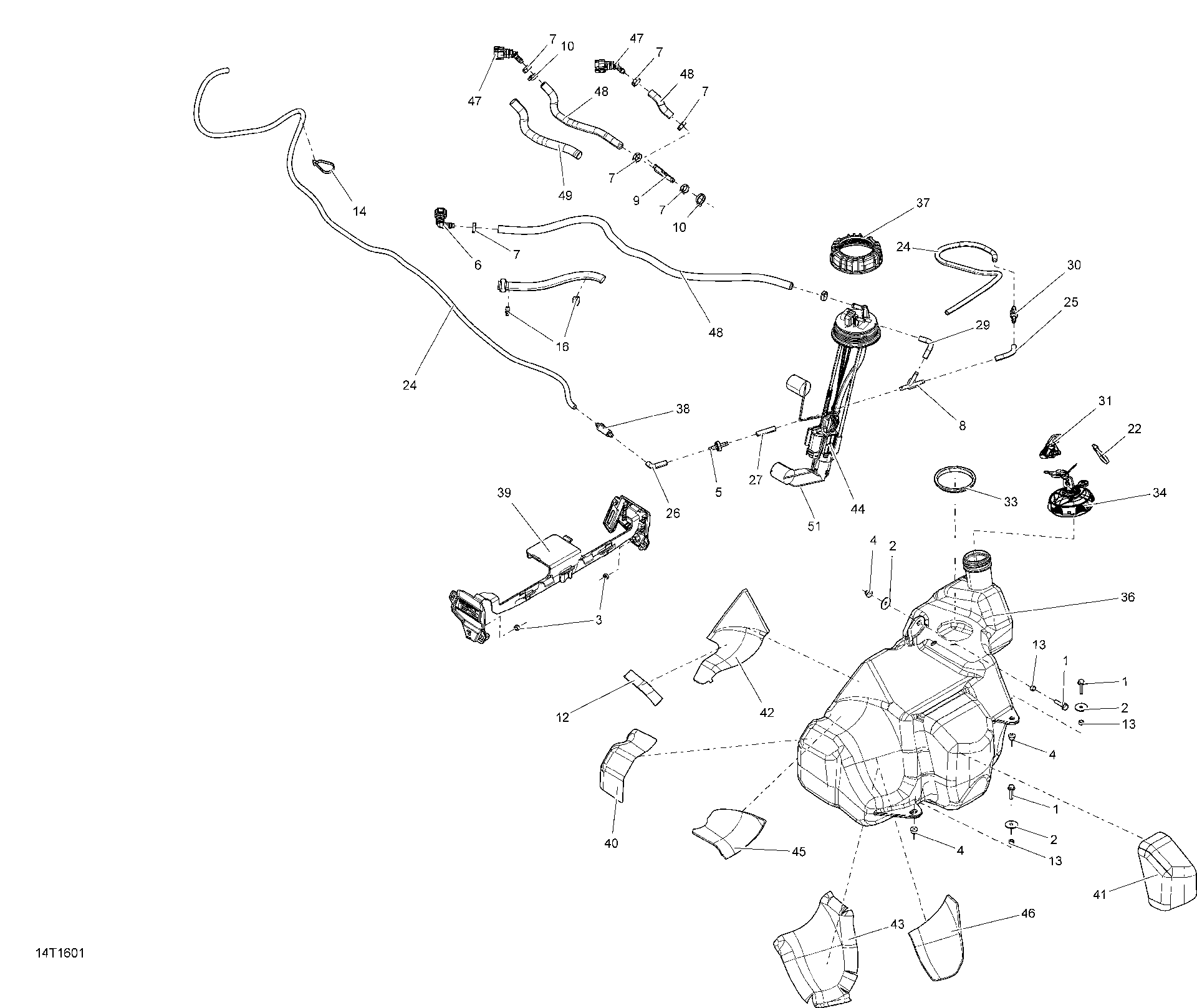 An Image of a Genuine Can-Am Parts Schematic Diagram showing the schematic - FUEL SYSTEM - ALL MODELS
