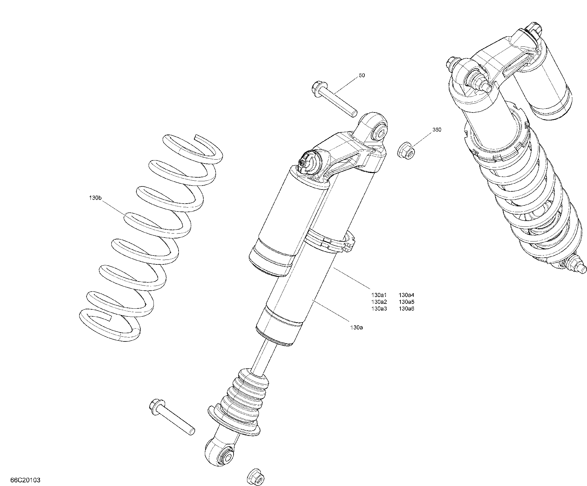 An Image of a Genuine Can-Am Parts Schematic Diagram showing the schematic - FRONT SHOCKS - LTD