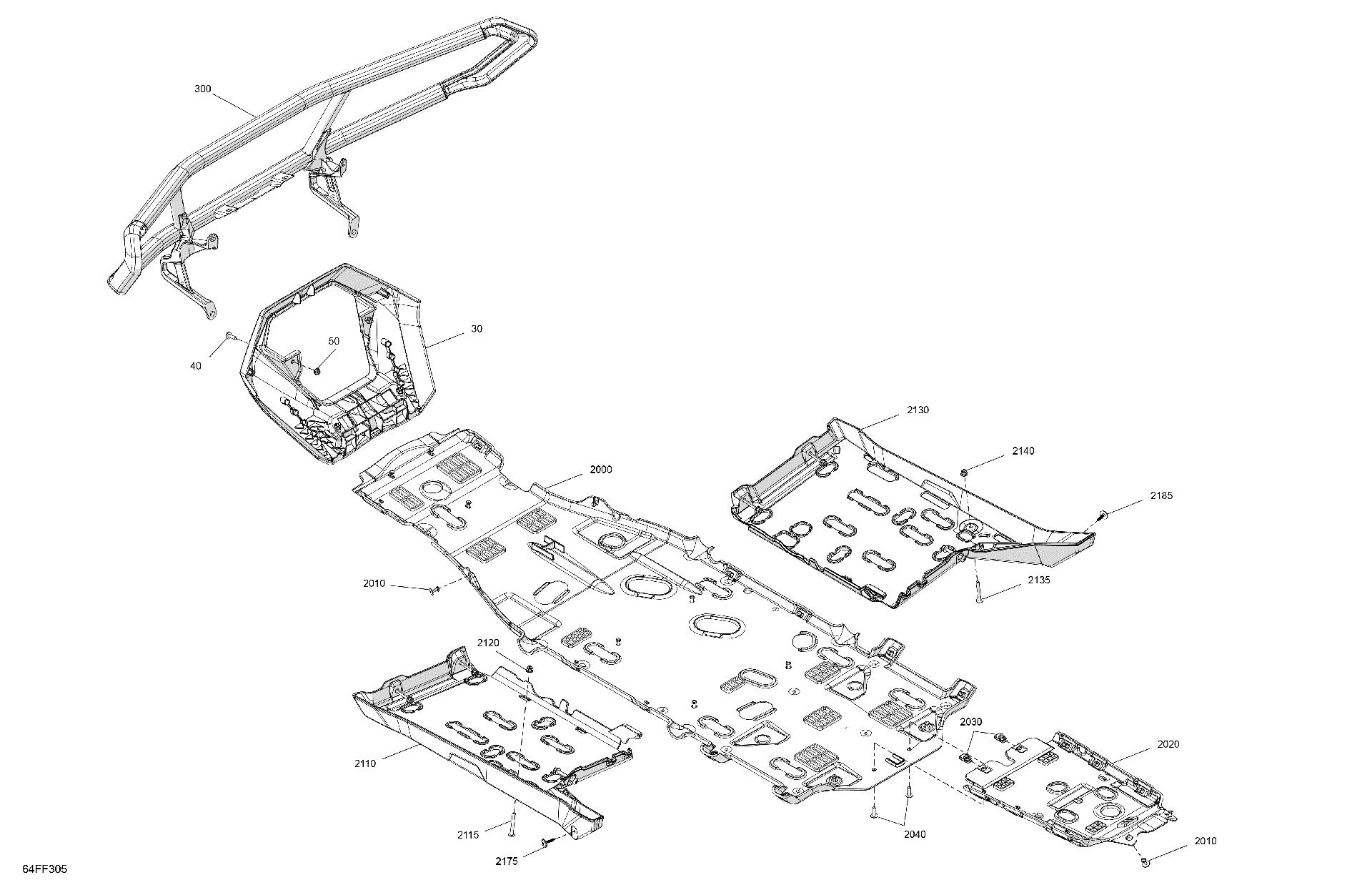 An Image of a Genuine Can-Am Parts Schematic Diagram showing the schematic - BODY - SKID PLATE AND BUMPER