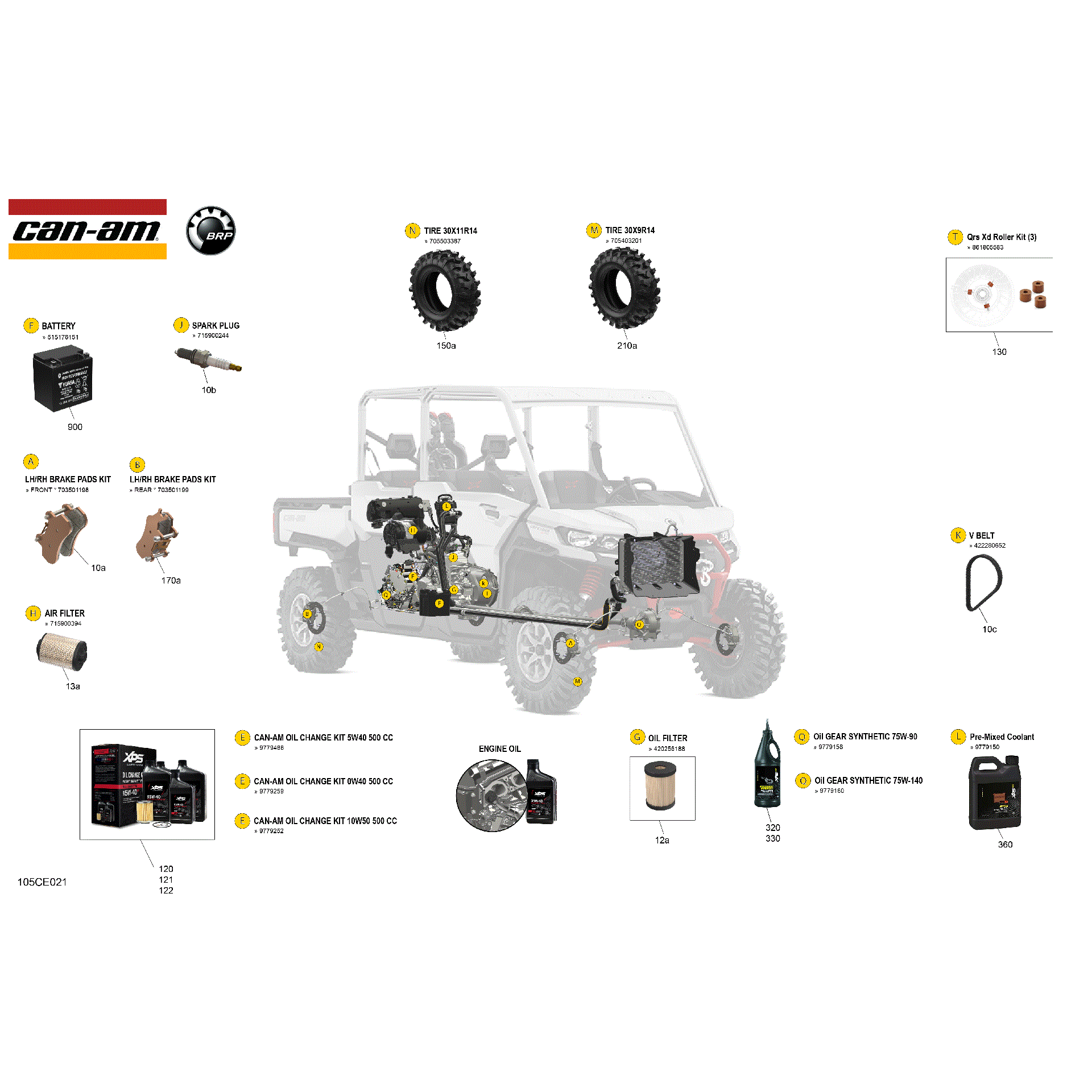 An Image of a Genuine Can-Am Parts Schematic Diagram showing the schematic - SERVICE - MAINTENANCE PARTS & FLUIDS
