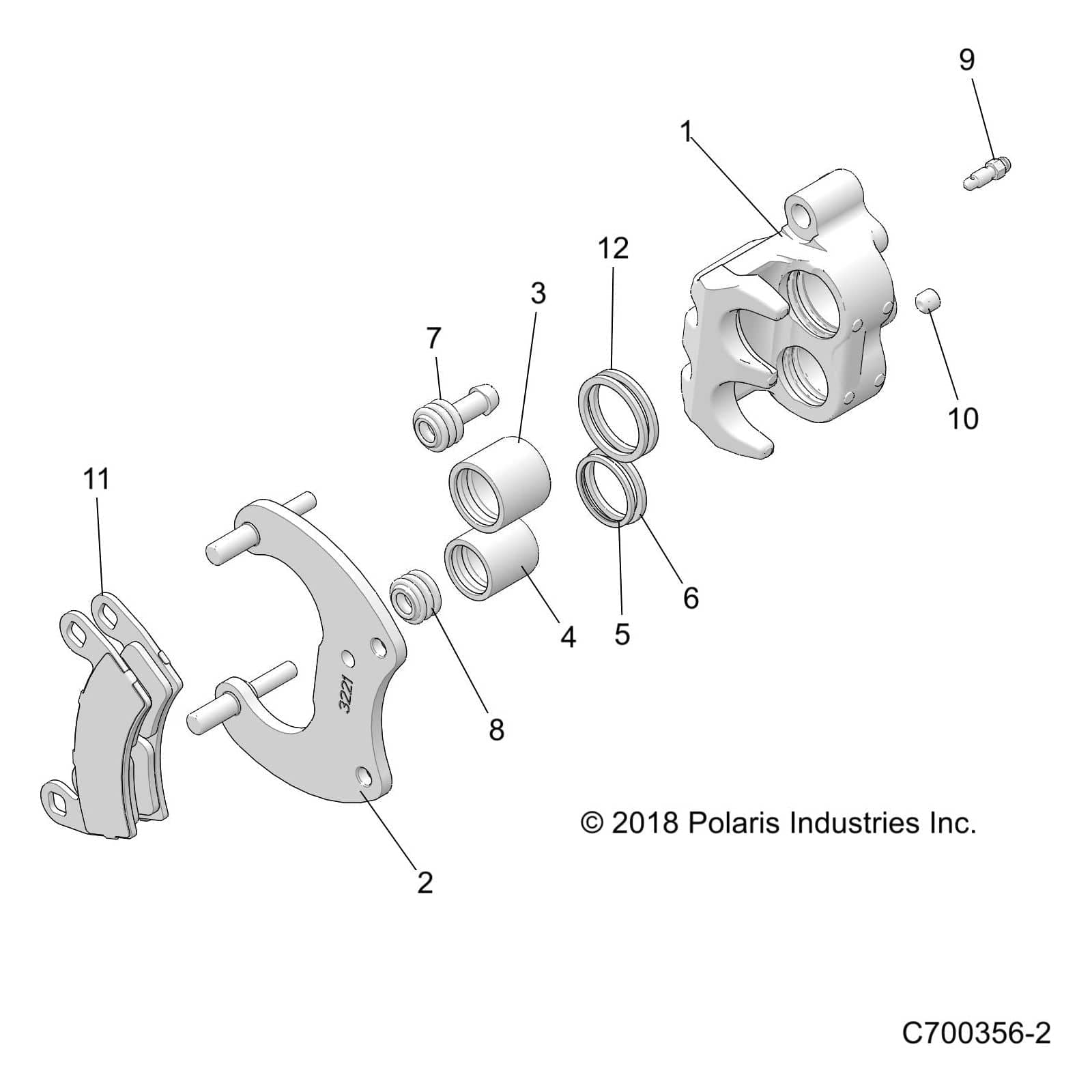 Brake Caliper Assembly, Rear, R by Polaris 1913220 OEM Hardware P1913220 Off Road Express