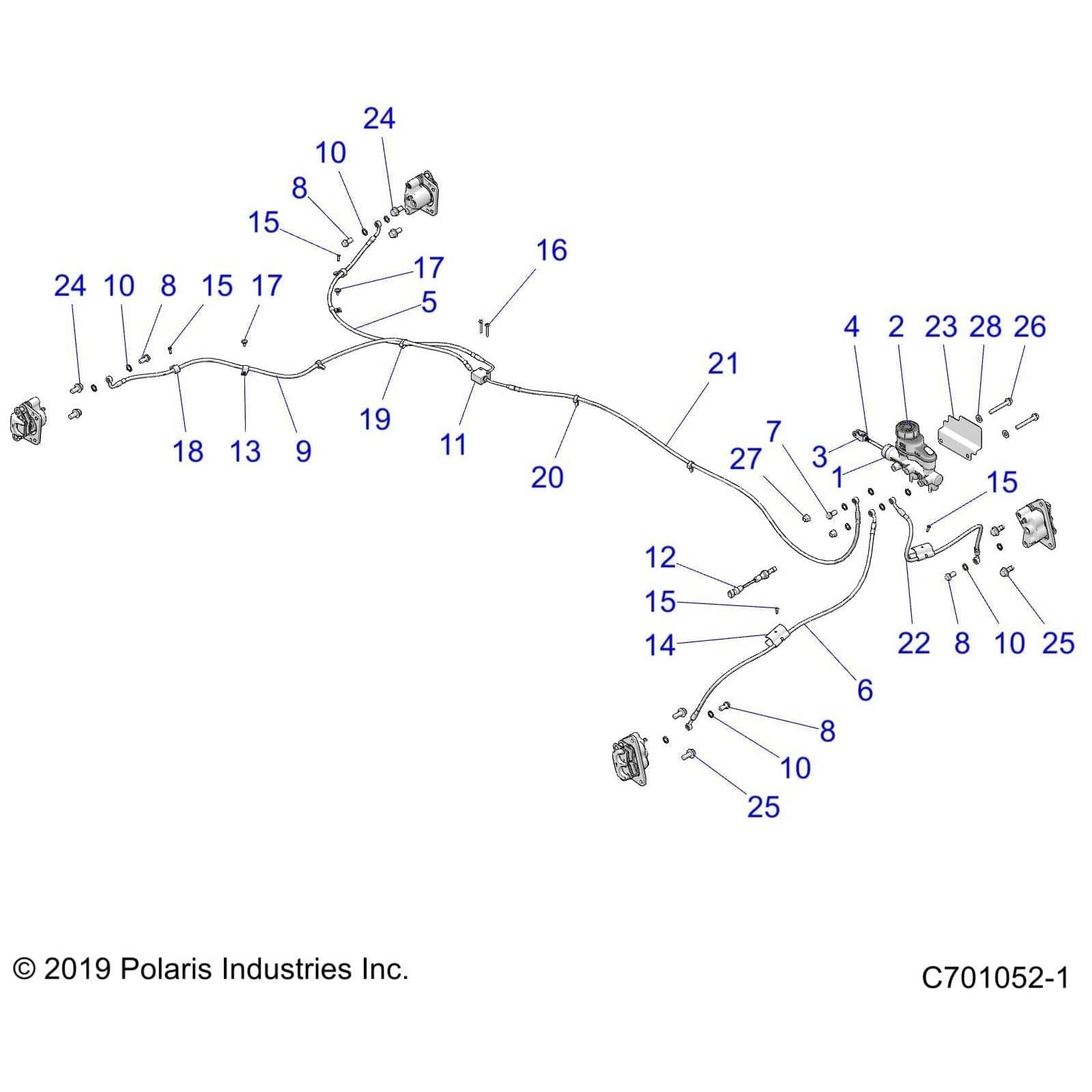 Brake Line, Rear, Left by Polaris 1911707 OEM Hardware P1911707 Off Road Express