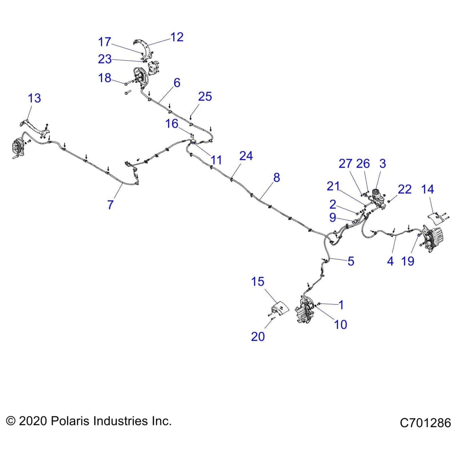 Brake Line, Rear, Right by Polaris 1913558 OEM Hardware P1913558 Off Road Express