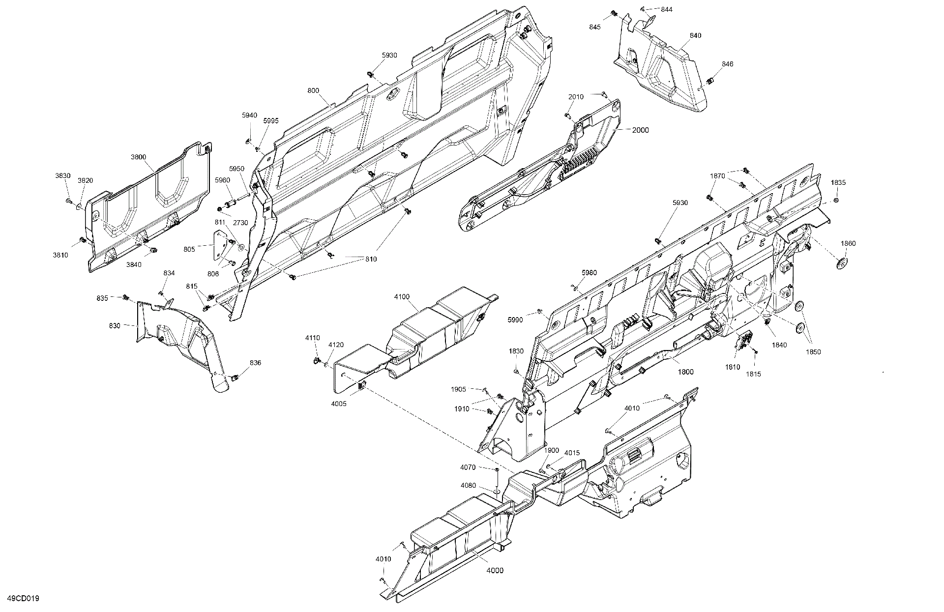 An Image of a Genuine Can-Am Parts Schematic Diagram showing the schematic - CAB INTERIOR - BACK WALL