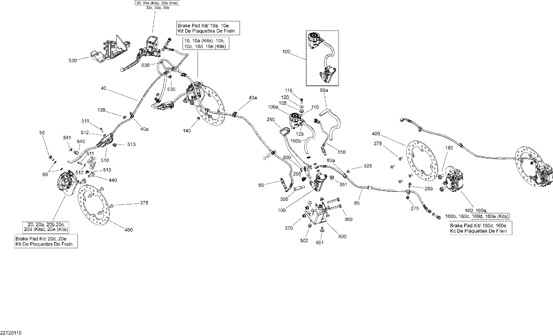 An Image of a Genuine Can-Am Parts Schematic Diagram showing the schematic - BRAKES