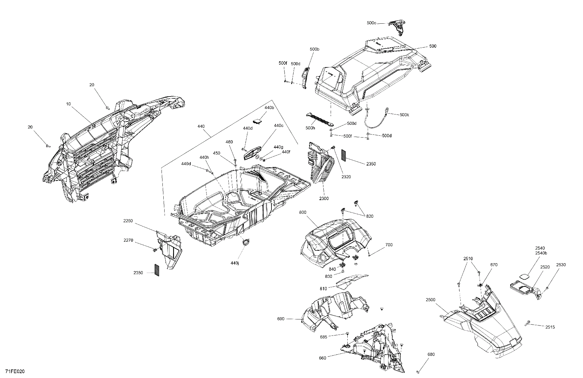 An Image of a Genuine Can-Am Parts Schematic Diagram showing the schematic - BODY - FRONT SECTION