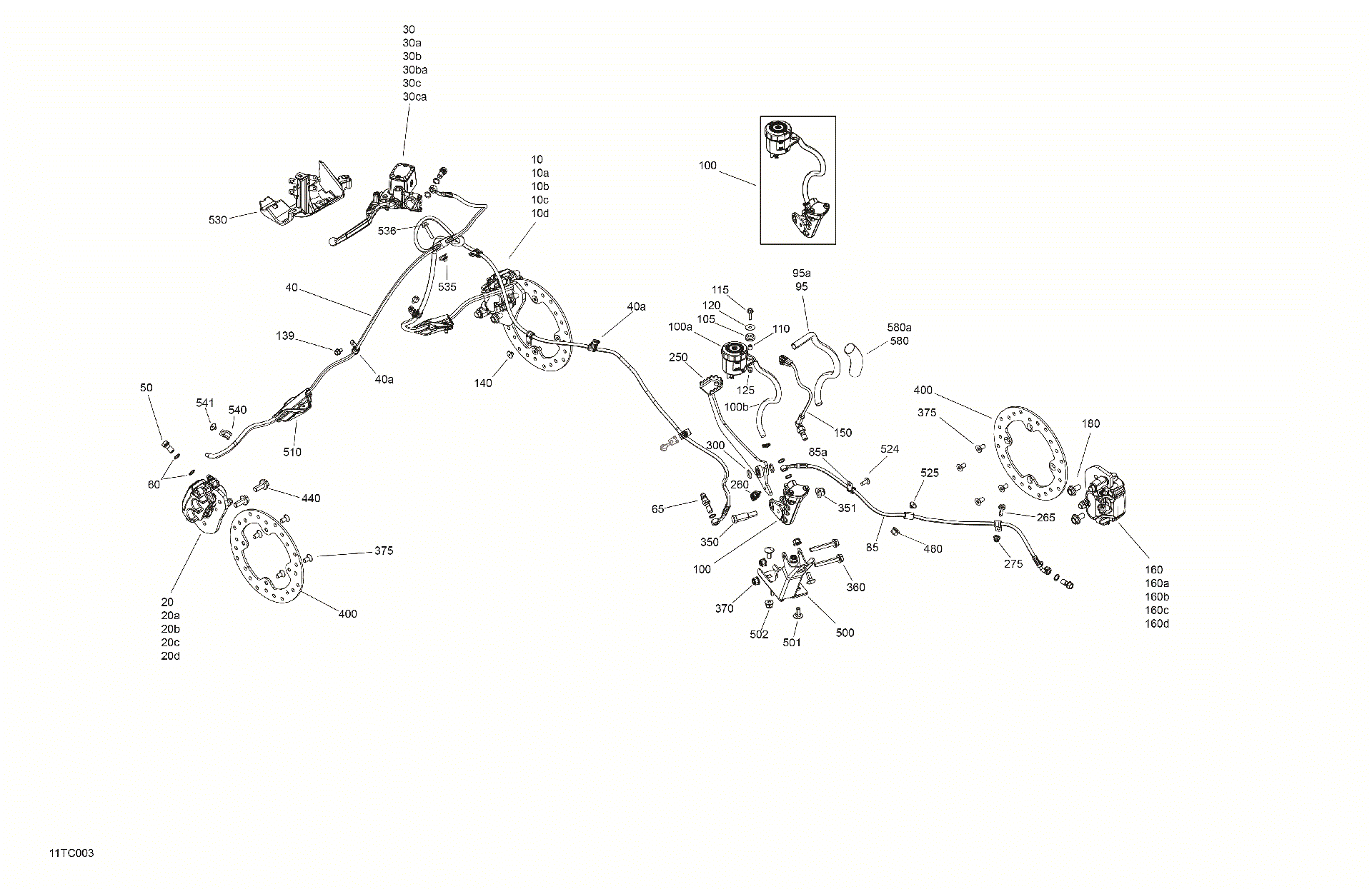 An Image of a Genuine Can-Am Parts Schematic Diagram showing the schematic - MECHANIC - BRAKE SYSTEM