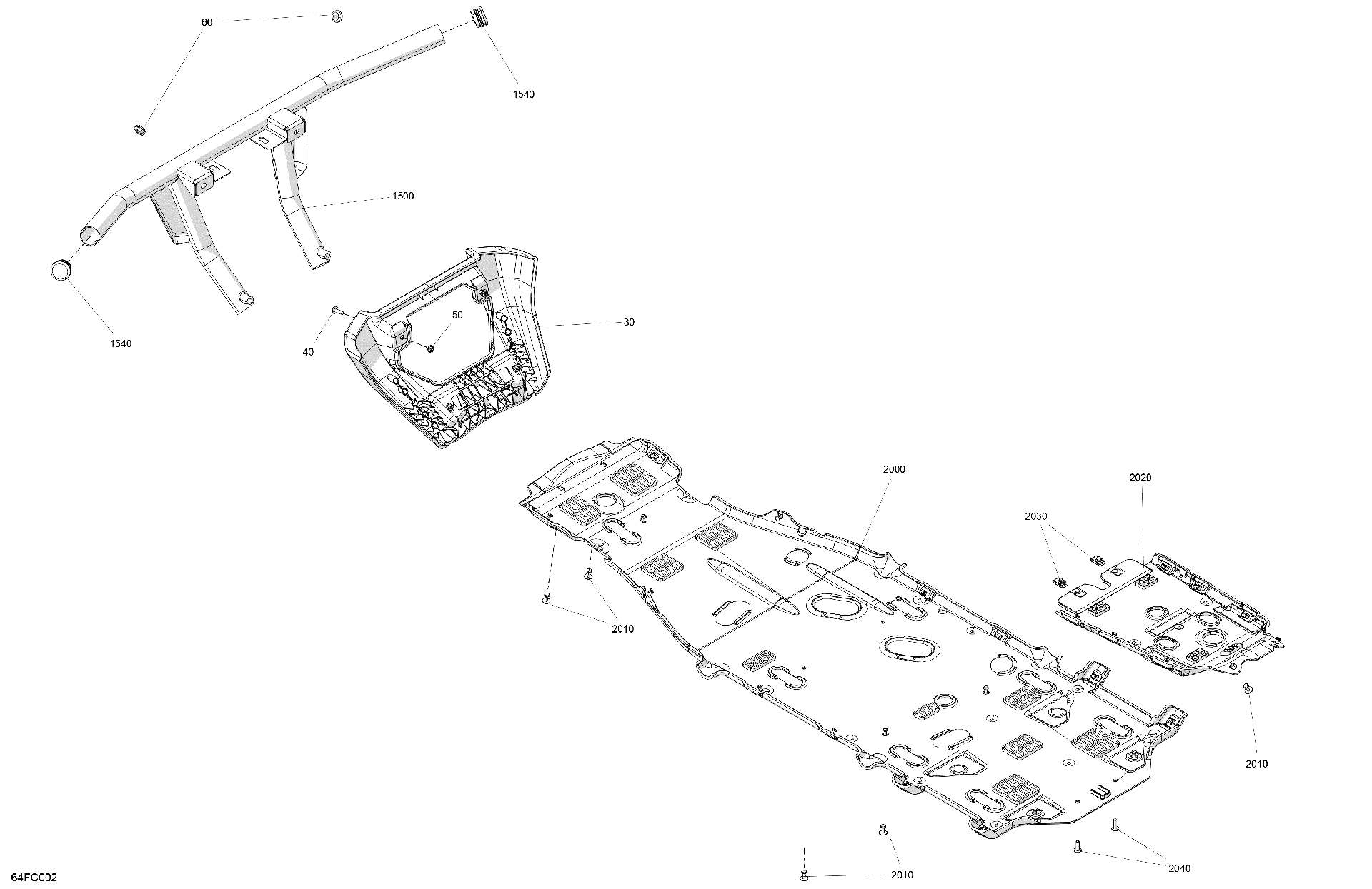 An Image of a Genuine Can-Am Parts Schematic Diagram showing the schematic - BODY - SKID PLATE AND BUMPER