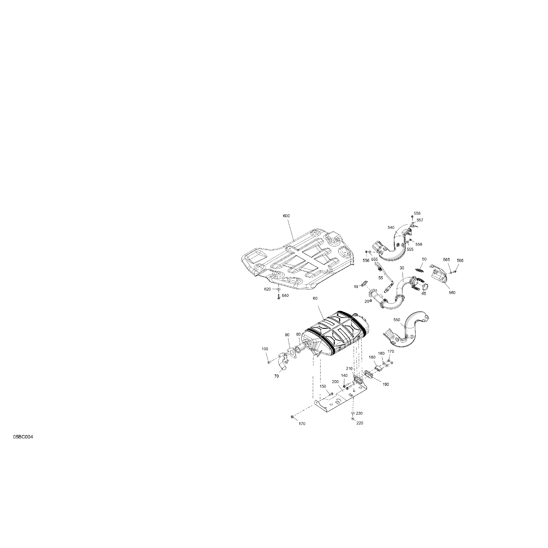 An Image of a Genuine Can-Am Parts Schematic Diagram showing the schematic - ENGINE - EXHAUST
