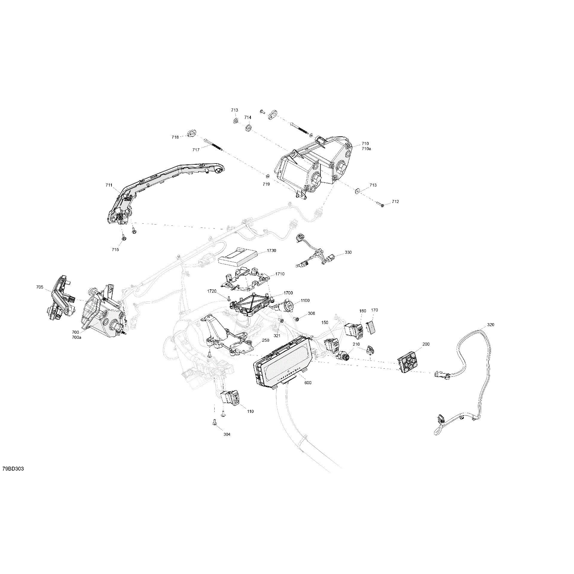 An Image of a Genuine Can-Am Parts Schematic Diagram showing the schematic - ELECTRIC - FRONT SECTION