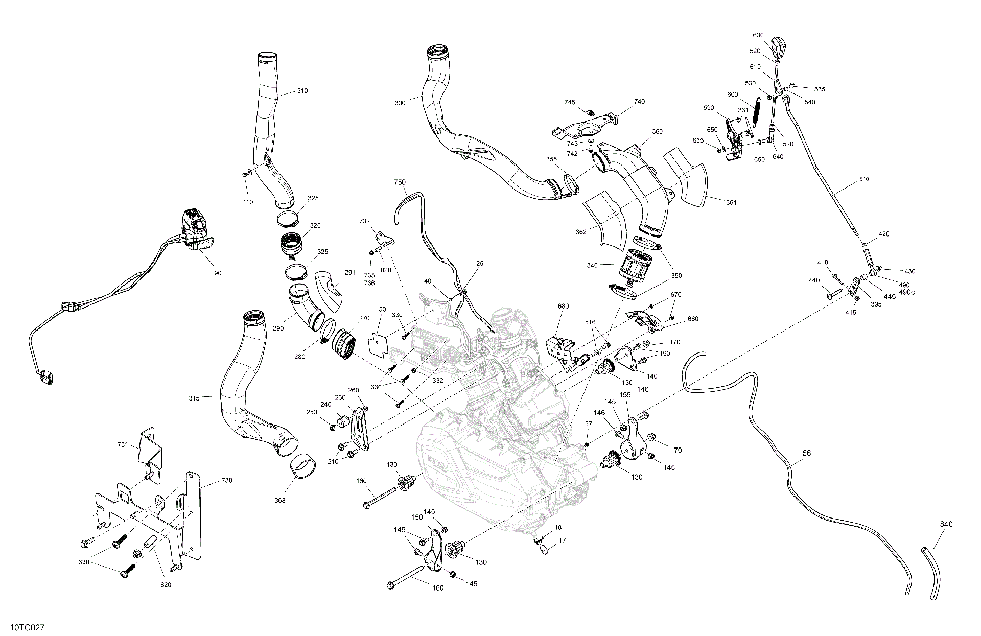 An Image of a Genuine Can-Am Parts Schematic Diagram showing the schematic - ENGINE - SYSTEM