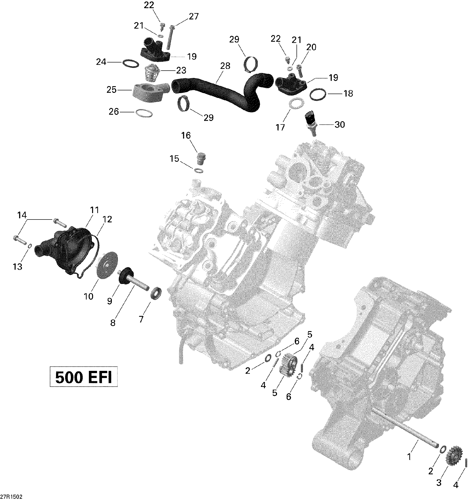 An Image of a Genuine Can-Am Parts Schematic Diagram showing the schematic - ENGINE COOLING _27R1502