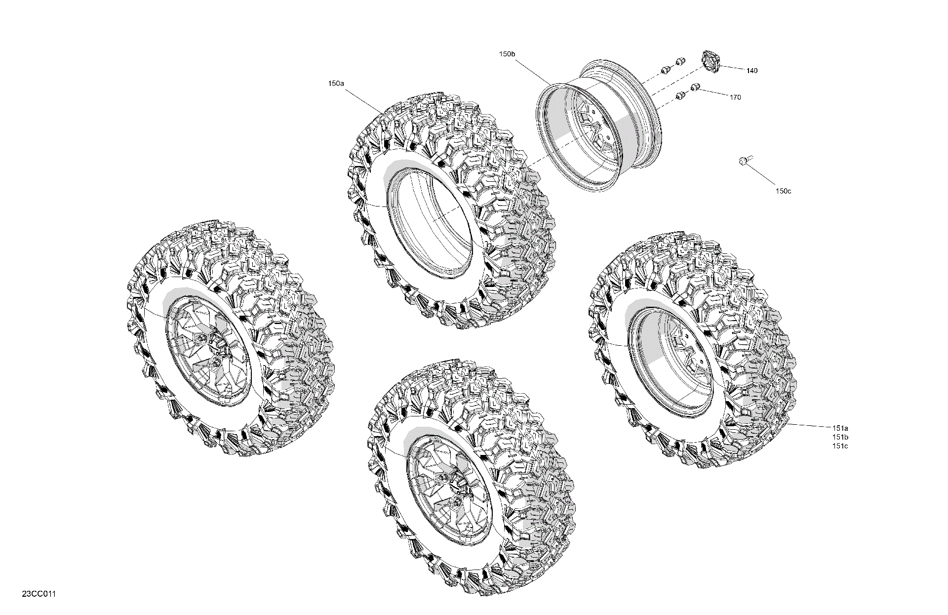 An Image of a Genuine Can-Am Parts Schematic Diagram showing the schematic - DRIVE - REAR WHEELS