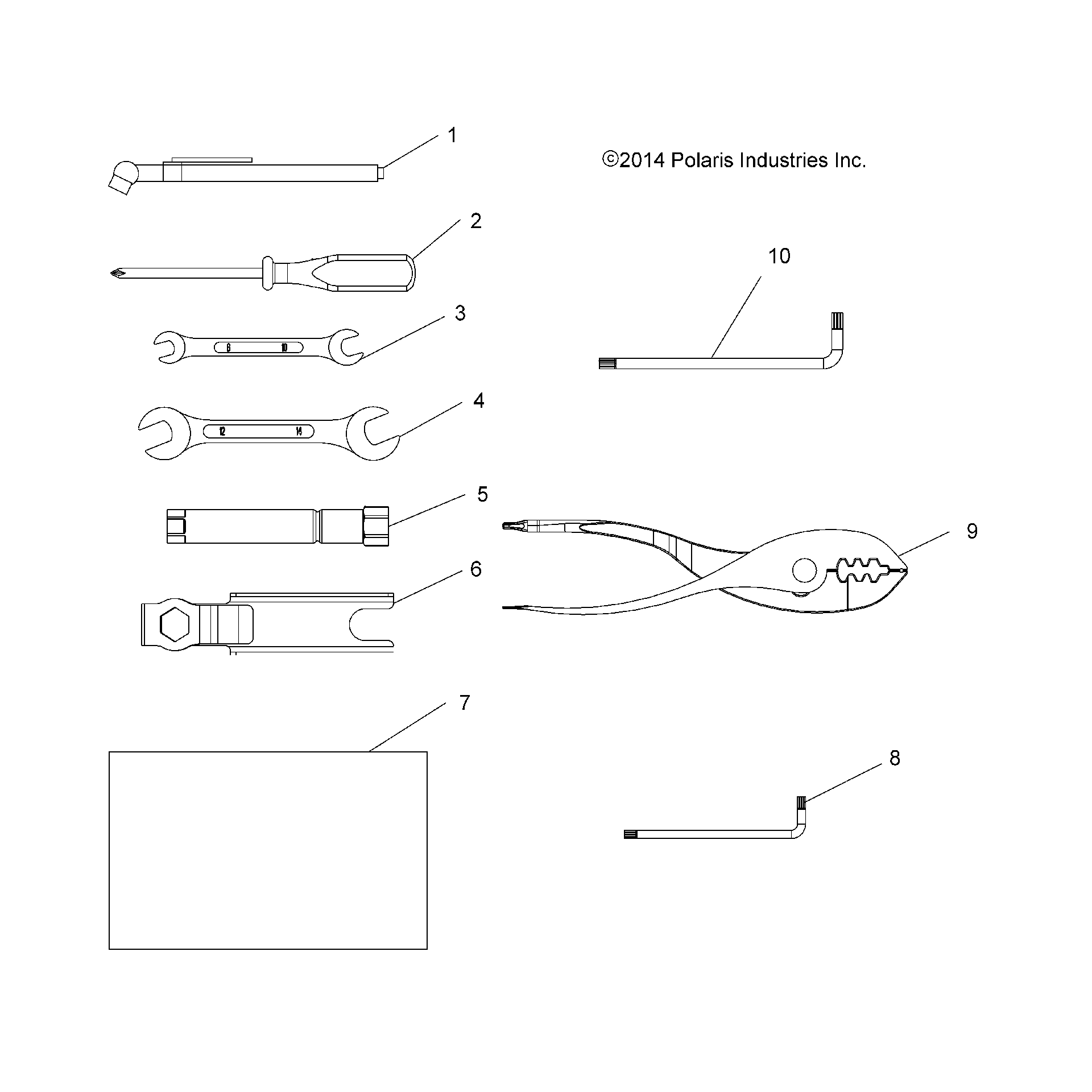 An Image of a Genuine Polaris Parts Schematic Diagram showing the schematic - REFERENCE: TOOL KIT and OWNERS MANUAL - 2015 POLARIS SPORTSMAN ETX EFI