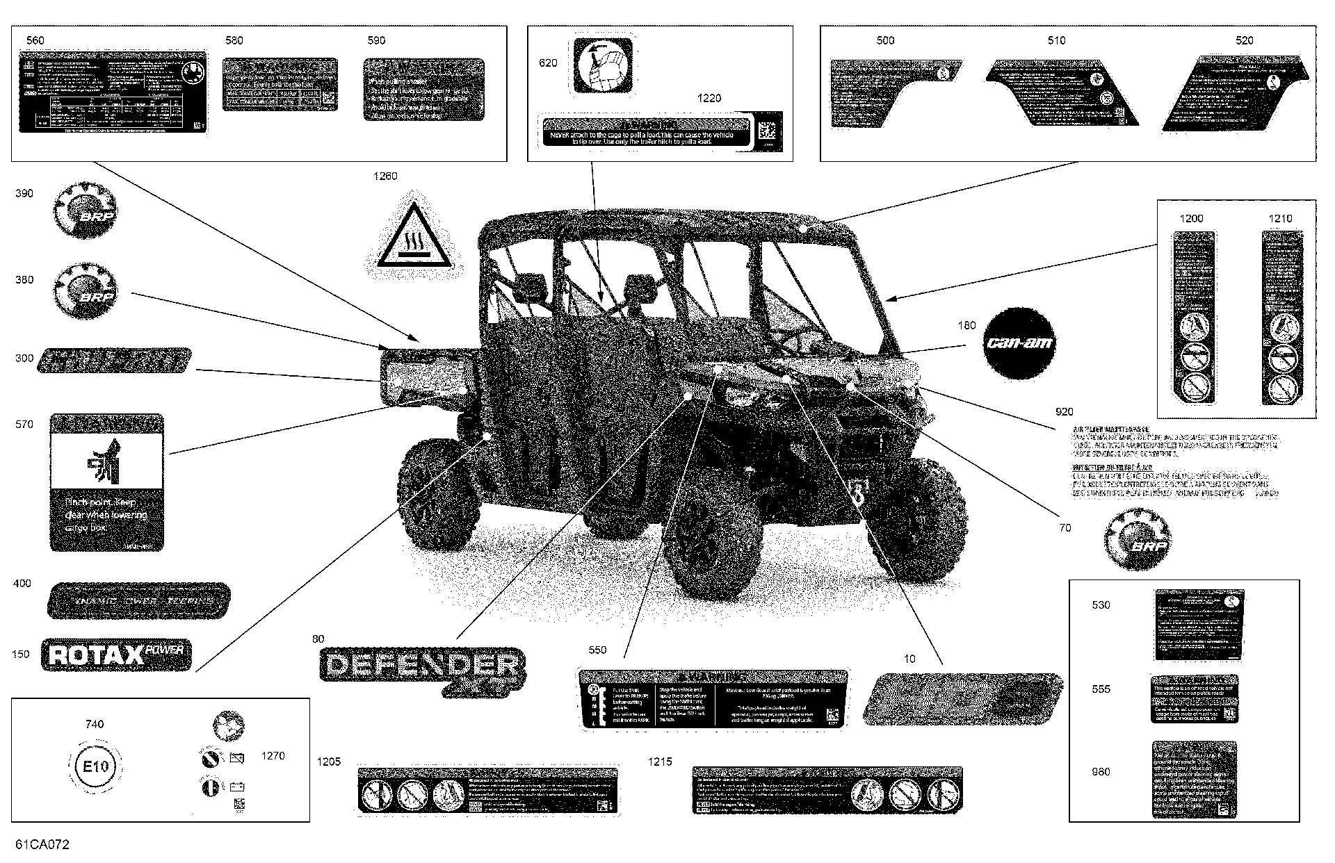 An Image of a Genuine Can-Am Parts Schematic Diagram showing the schematic - BODY - DECALS - XT