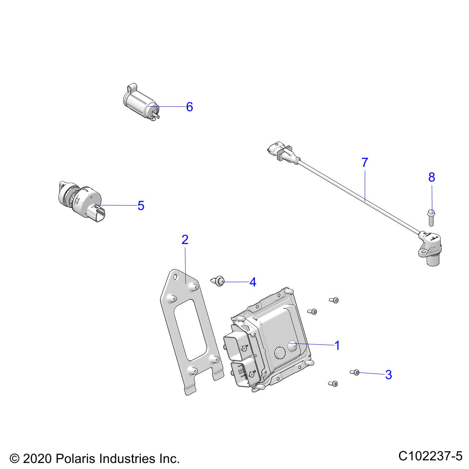 An Image of a Genuine Polaris Parts Schematic Diagram showing the schematic - ELECTRICAL: SWITCHES SENSORS and ECM - 2021 POLARIS SPORTSMAN TOURING 570 EPS