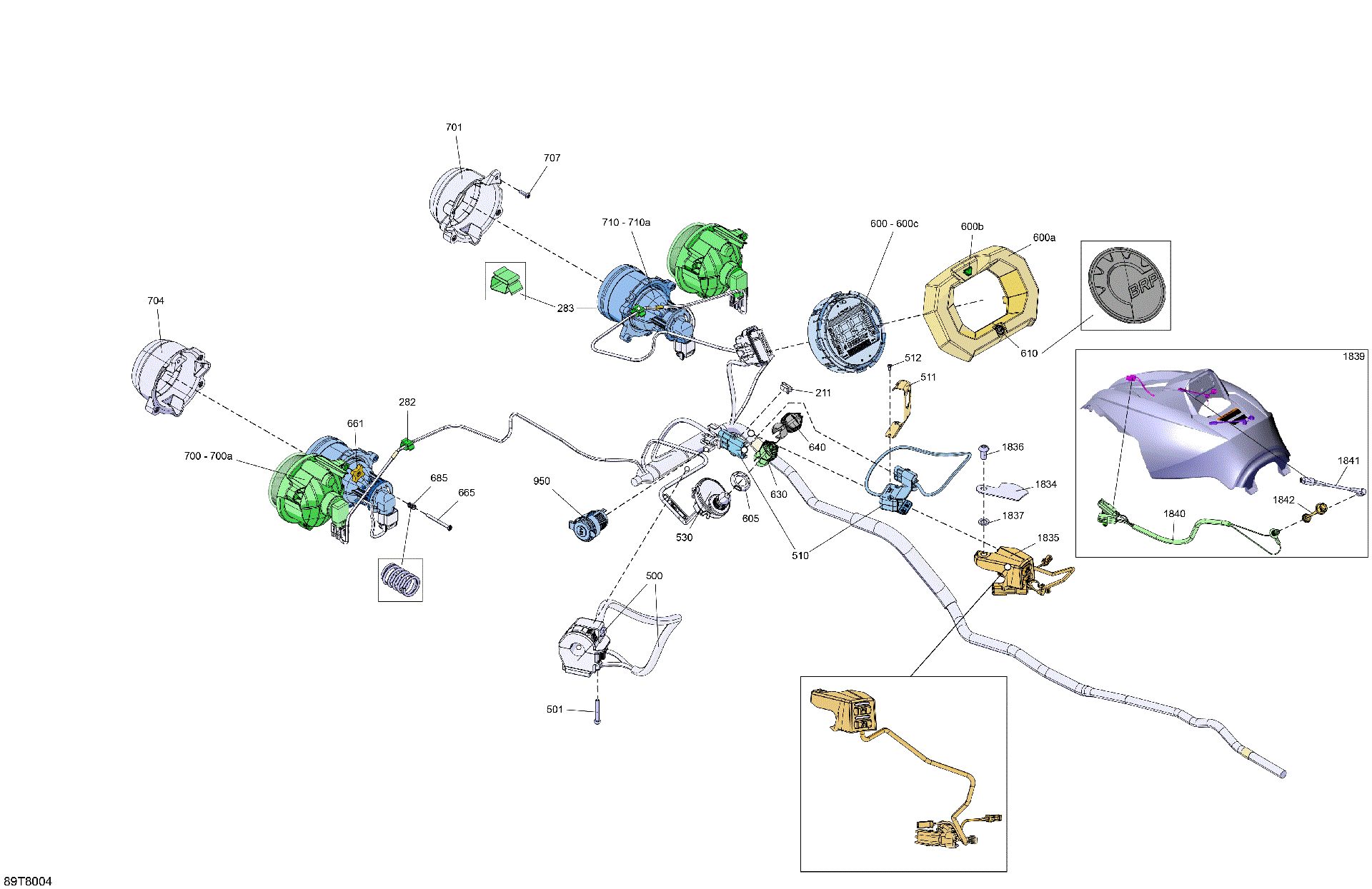 An Image of a Genuine Can-Am Parts Schematic Diagram showing the schematic - ELECTRIC - FRONT SECTION