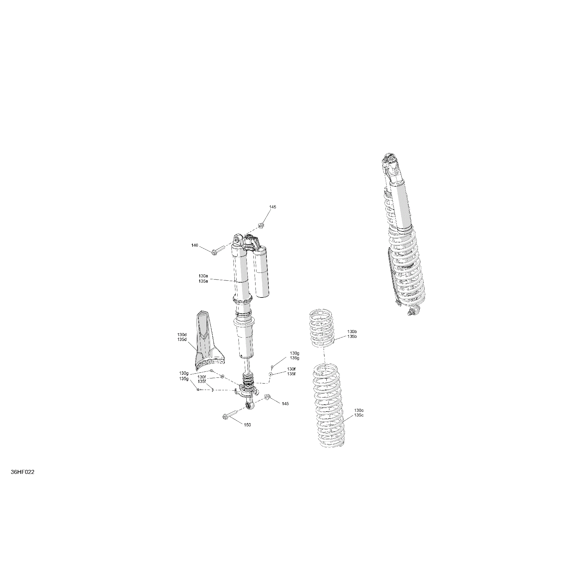 An Image of a Genuine Can-Am Parts Schematic Diagram showing the schematic - SUSPENSION - REAR SHOCKS