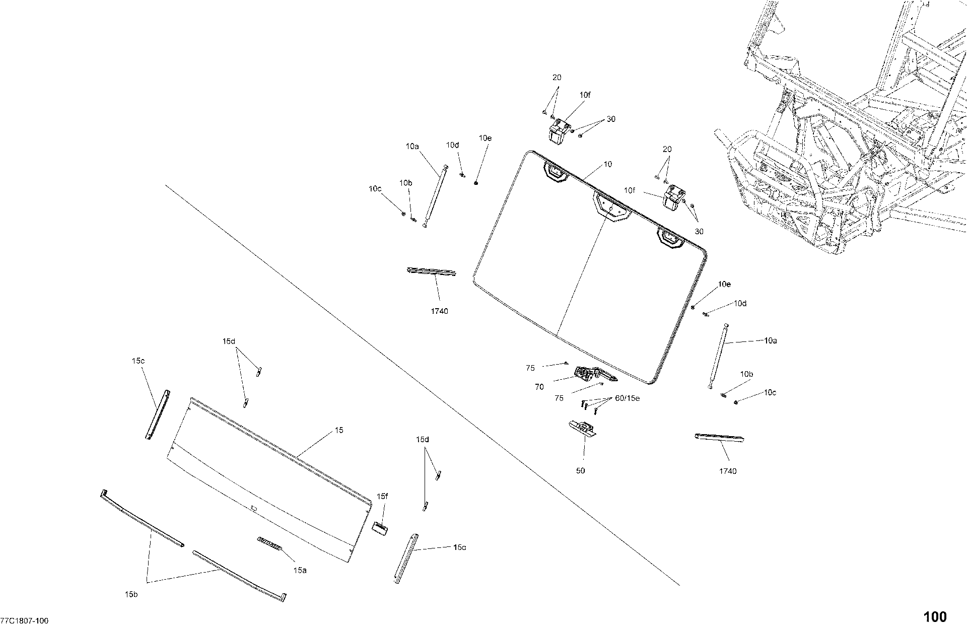 An Image of a Genuine Can-Am Parts Schematic Diagram showing the schematic - CAB INTERIOR - FRONT PART