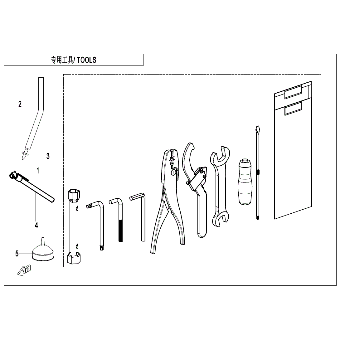 An Image of a Genuine CFMOTO Parts Schematic Diagram showing the schematic - TOOLS - 2025 CFMOTO UFORCE U10XL PRO