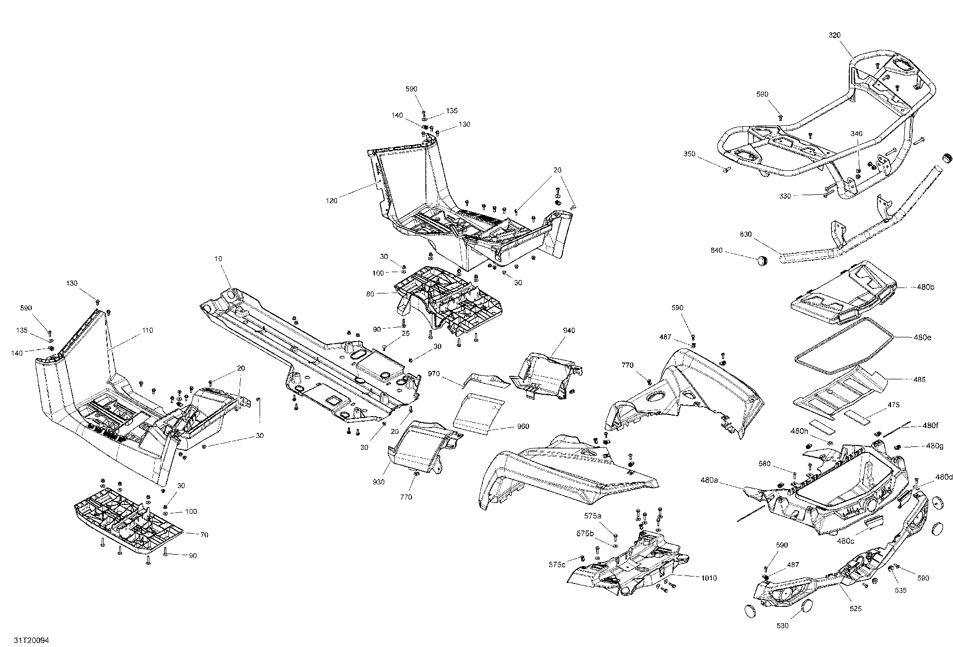 An Image of a Genuine Can-Am Parts Schematic Diagram showing the schematic - BODY - REAR SECTION - XT