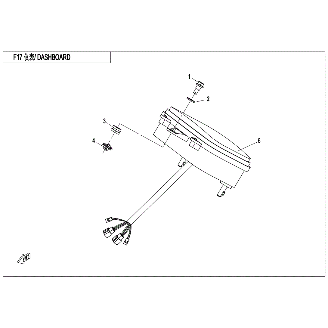 An Image of a Genuine CFMOTO Parts Schematic Diagram showing the schematic - DASHBOARD - 2020 CFMOTO UFORCE 500