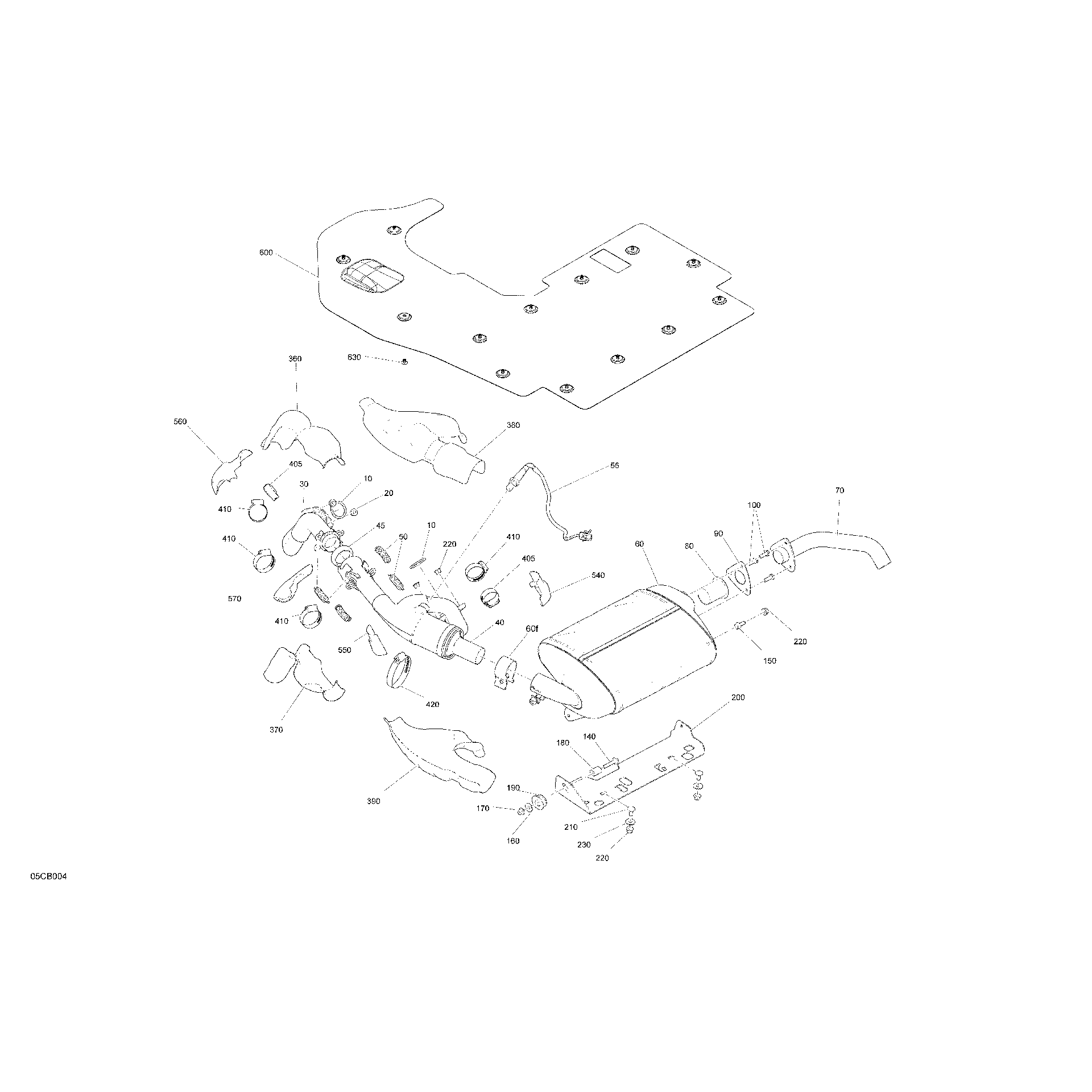 An Image of a Genuine Can-Am Parts Schematic Diagram showing the schematic - ENGINE - EXHAUST