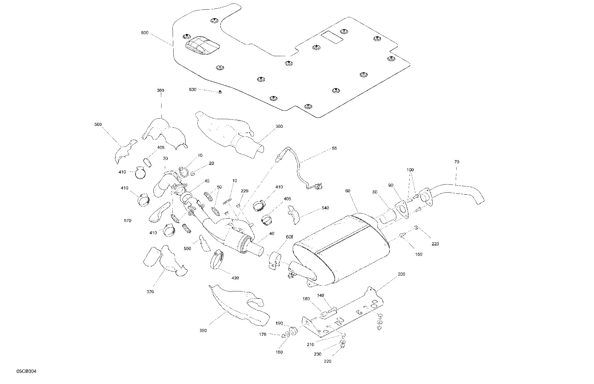 An Image of a Genuine Can-Am Parts Schematic Diagram showing the schematic - ENGINE - EXHAUST