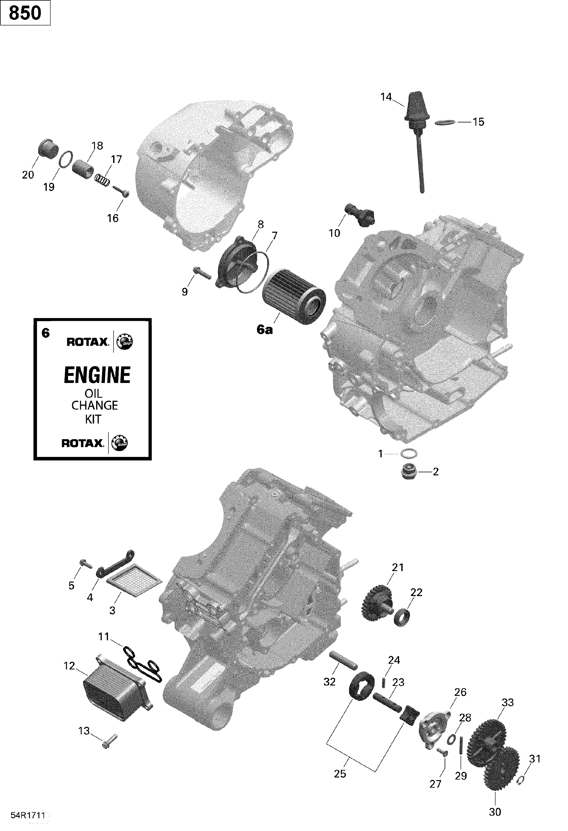 An Image of a Genuine Can-Am Parts Schematic Diagram showing the schematic - ENGINE LUBRICATION - 850 EFI