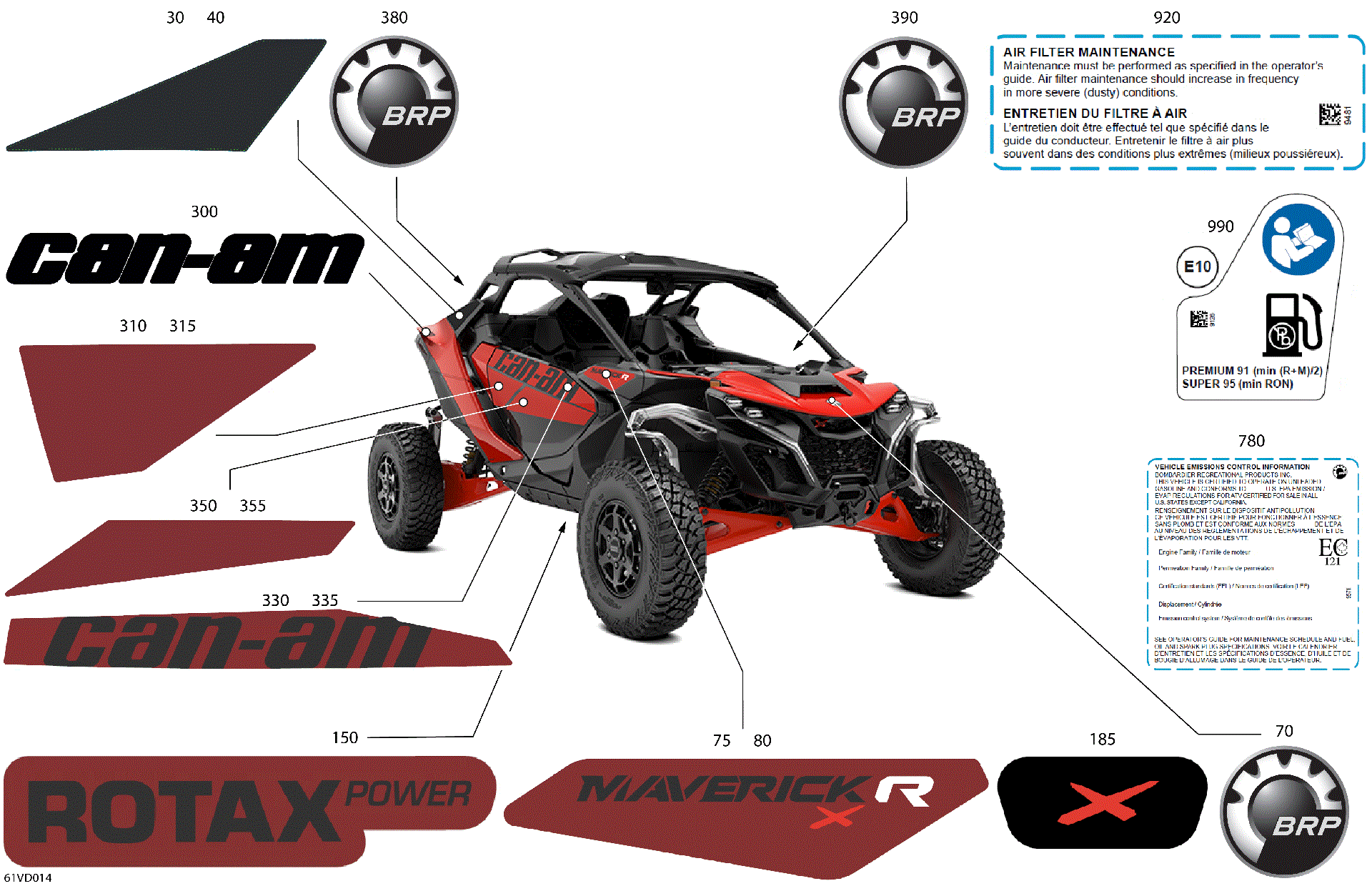 An Image of a Genuine Can-Am Parts Schematic Diagram showing the schematic - BODY - DECALS