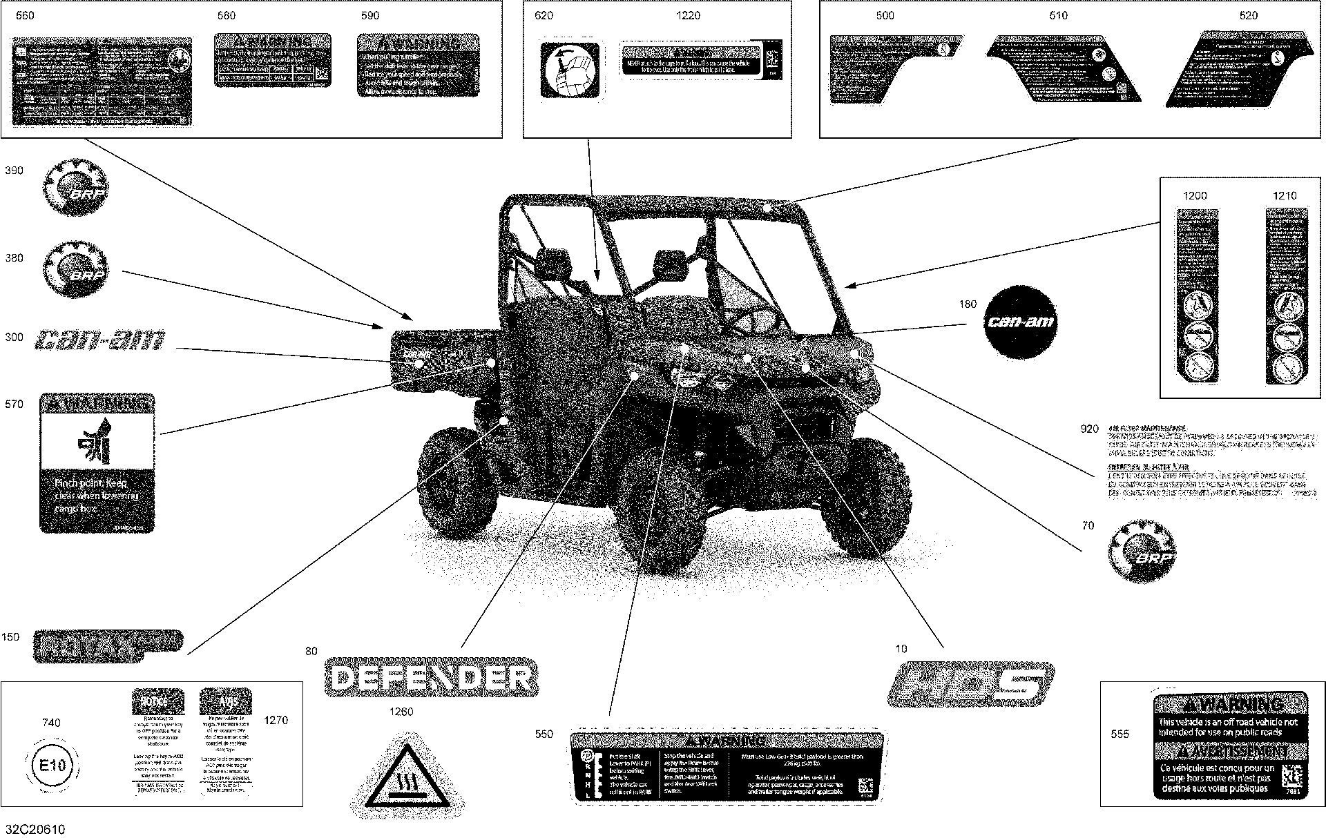 An Image of a Genuine Can-Am Parts Schematic Diagram showing the schematic - DECALS - BASE