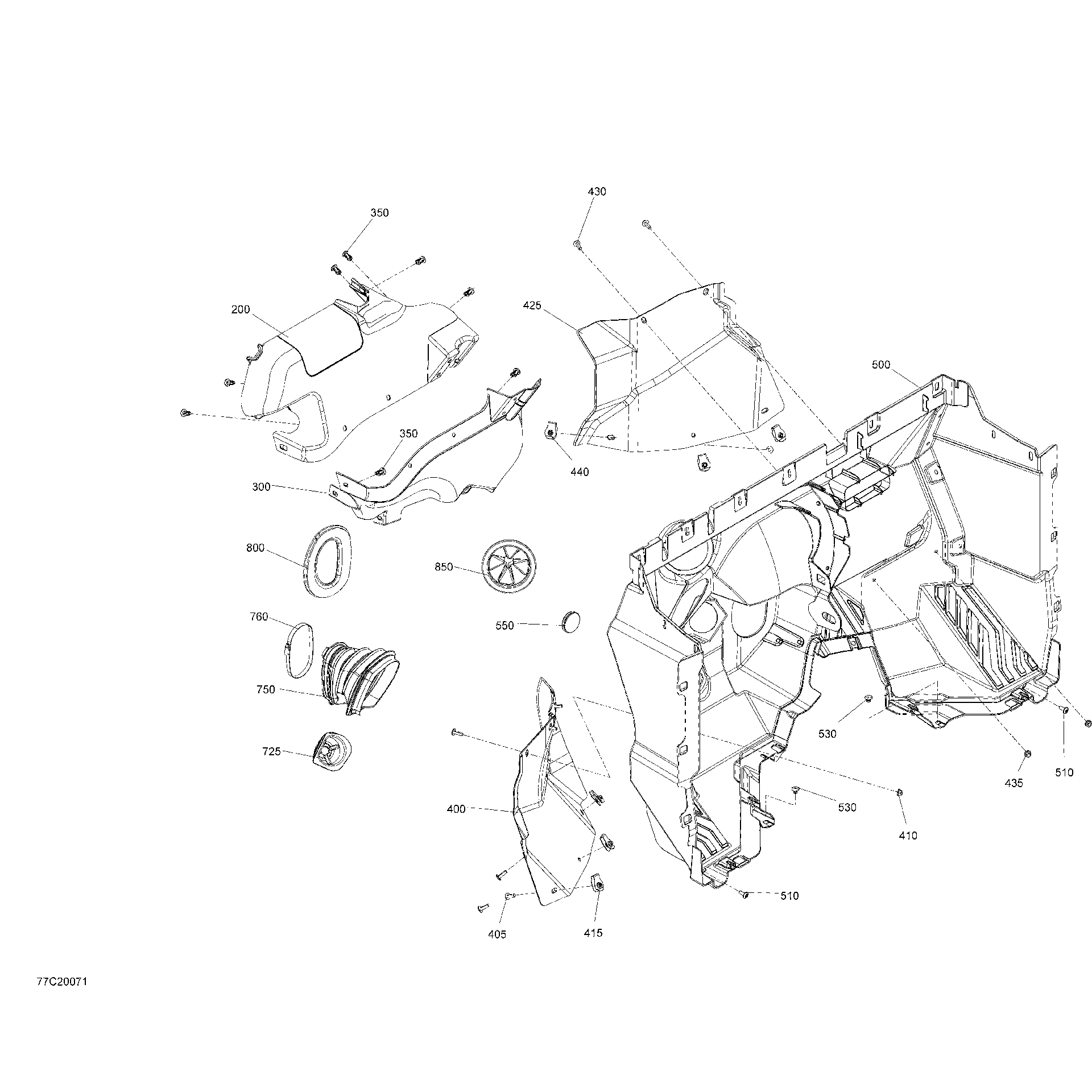 An Image of a Genuine Can-Am Parts Schematic Diagram showing the schematic - CAB INTERIOR - FIRE WALL SECTION