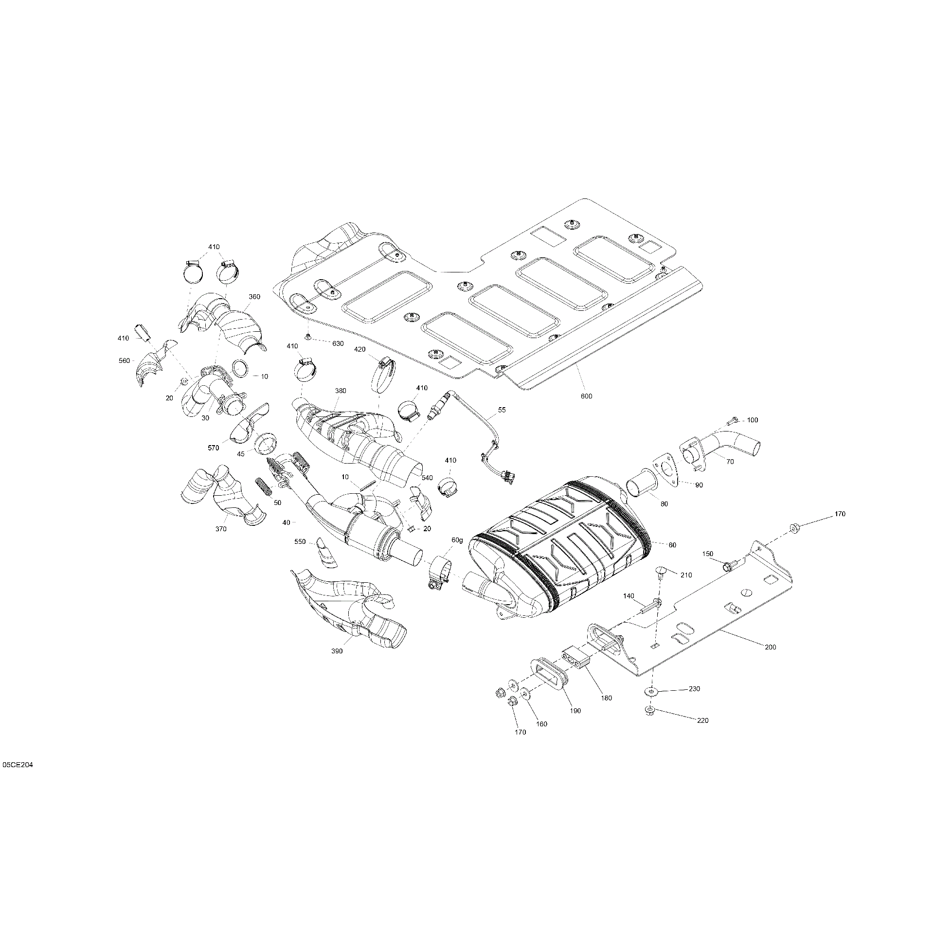 An Image of a Genuine Can-Am Parts Schematic Diagram showing the schematic - ENGINE - EXHAUST