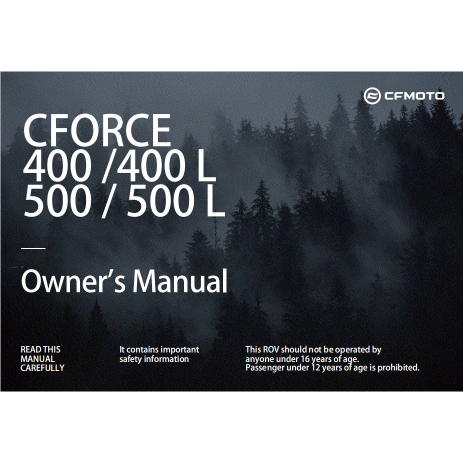 An Image of a genuine CFMOTO Parts Schematic Diagram showing the group - OWNER'S MANUAL - 2022 CFMOTO CFORCE 400