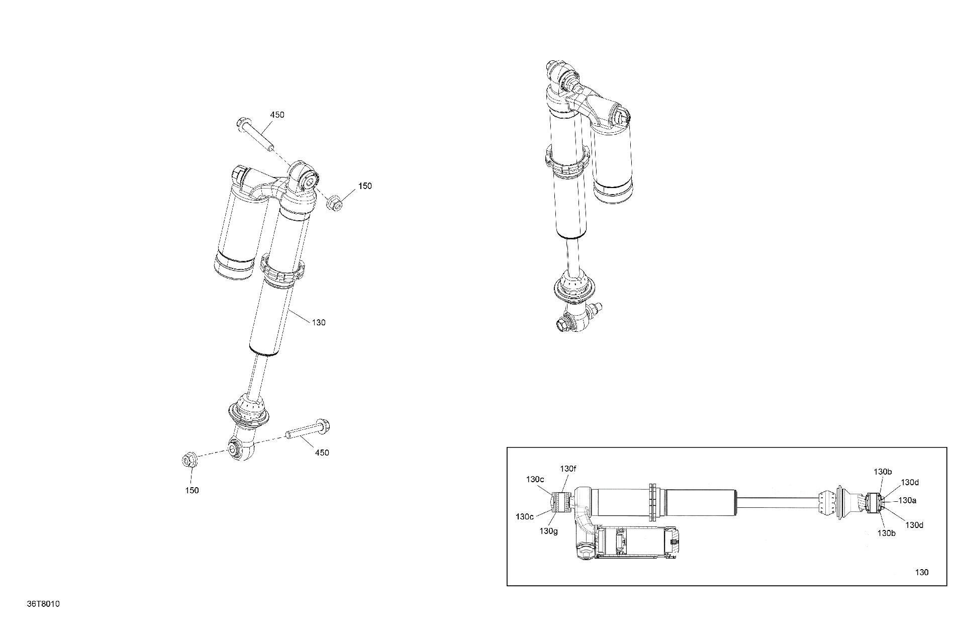 An Image of a Genuine Can-Am Parts Schematic Diagram showing the schematic - SUSPENSION - REAR SHOCKS