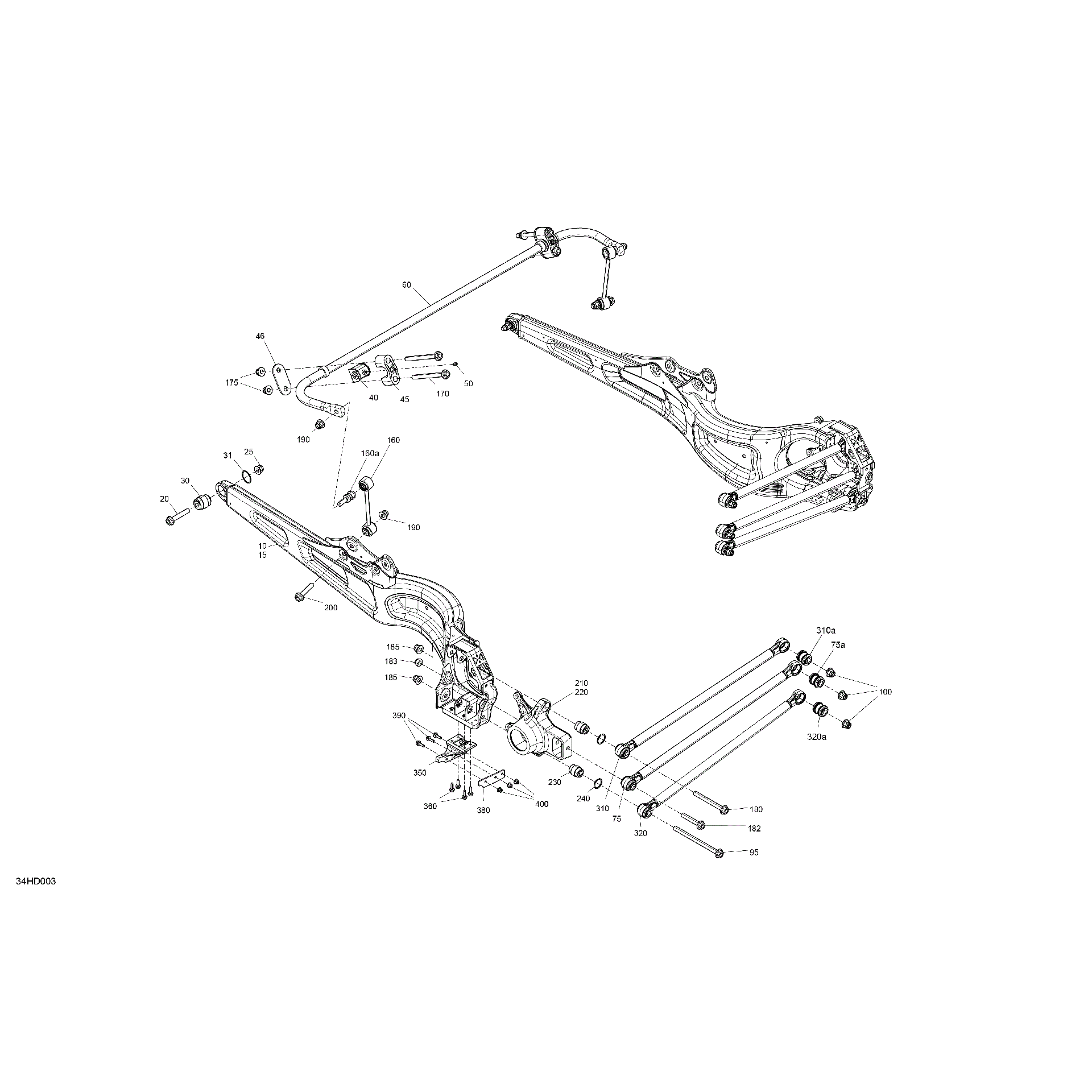 An Image of a Genuine Can-Am Parts Schematic Diagram showing the schematic - SUSPENSION - REAR COMPONENTS