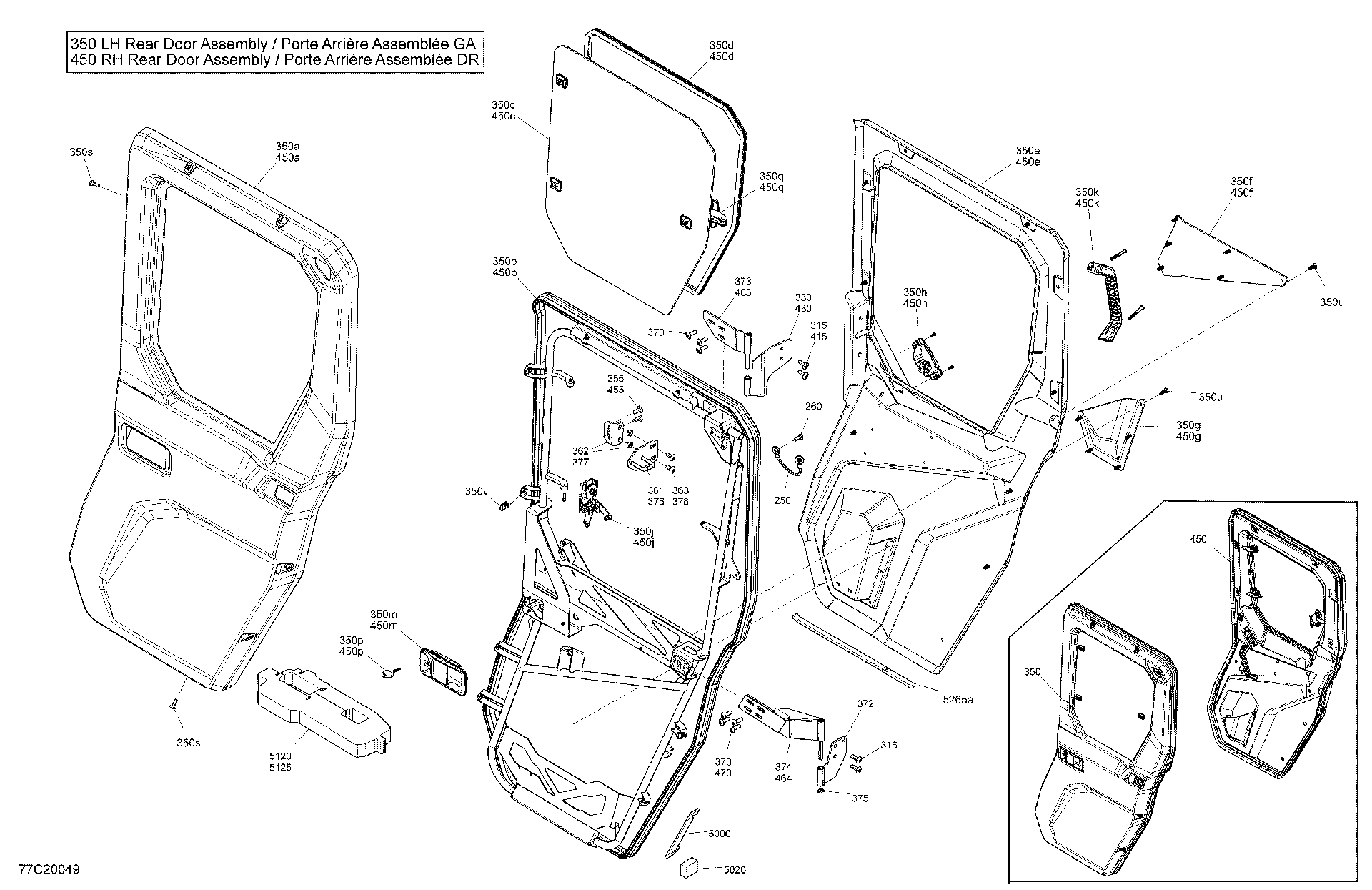 An Image of a Genuine Can-Am Parts Schematic Diagram showing the schematic - CAB - REAR DOOR - MAX CAB LTD