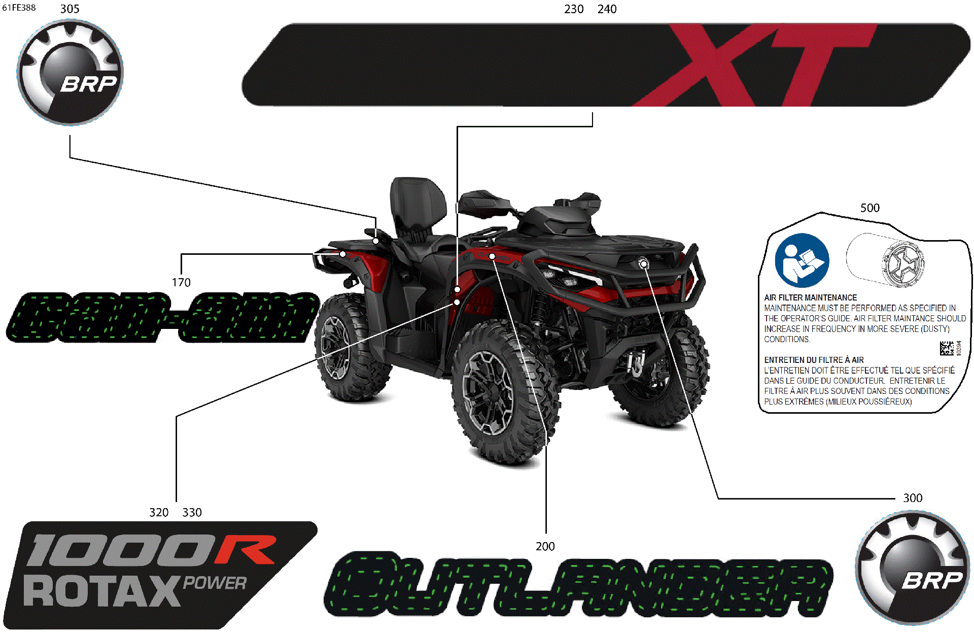 An Image of a Genuine Can-Am Parts Schematic Diagram showing the schematic - BODY - FEATURE DECALS