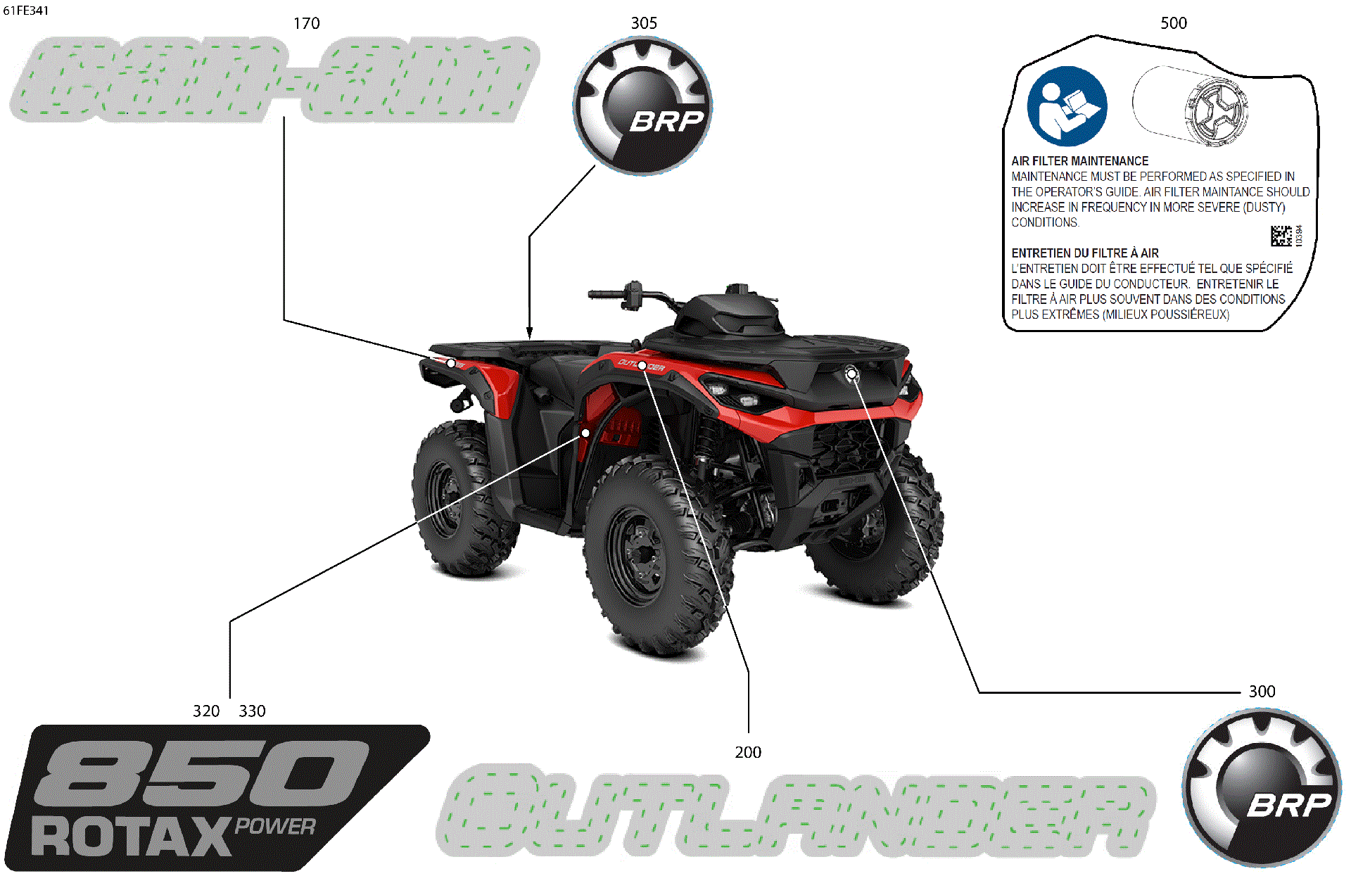 An Image of a Genuine Can-Am Parts Schematic Diagram showing the schematic - BODY - FEATURE DECALS
