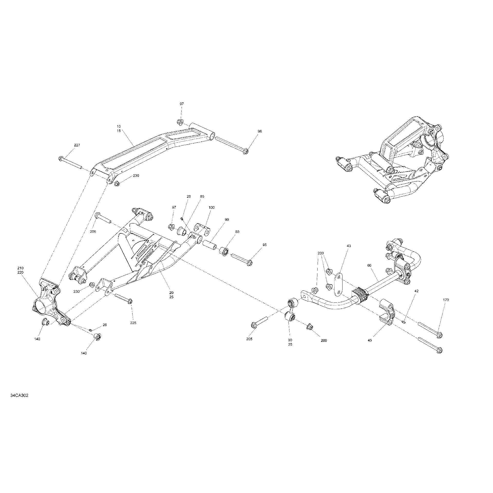 An Image of a Genuine Can-Am Parts Schematic Diagram showing the schematic - SUSPENSION - REAR - BUILT BEFORE JANUARY 17TH 2021