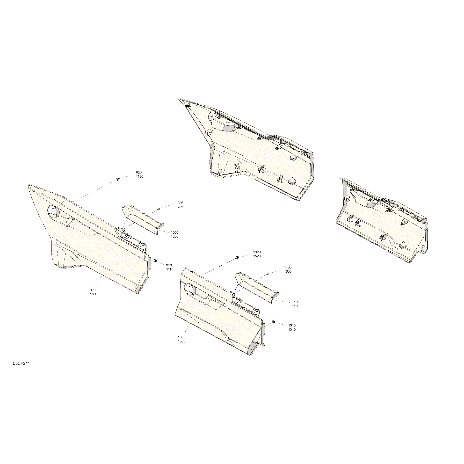 An Image of a Genuine Can-Am Parts Schematic Diagram showing the schematic - BODY - SIDE PANELS