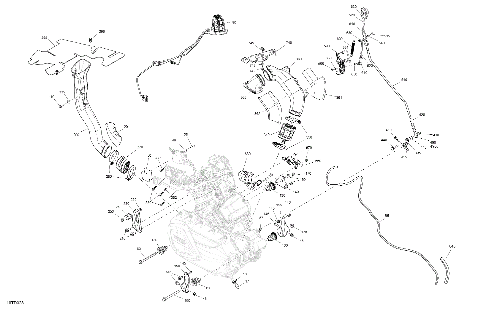 An Image of a Genuine Can-Am Parts Schematic Diagram showing the schematic - ENGINE - SYSTEM