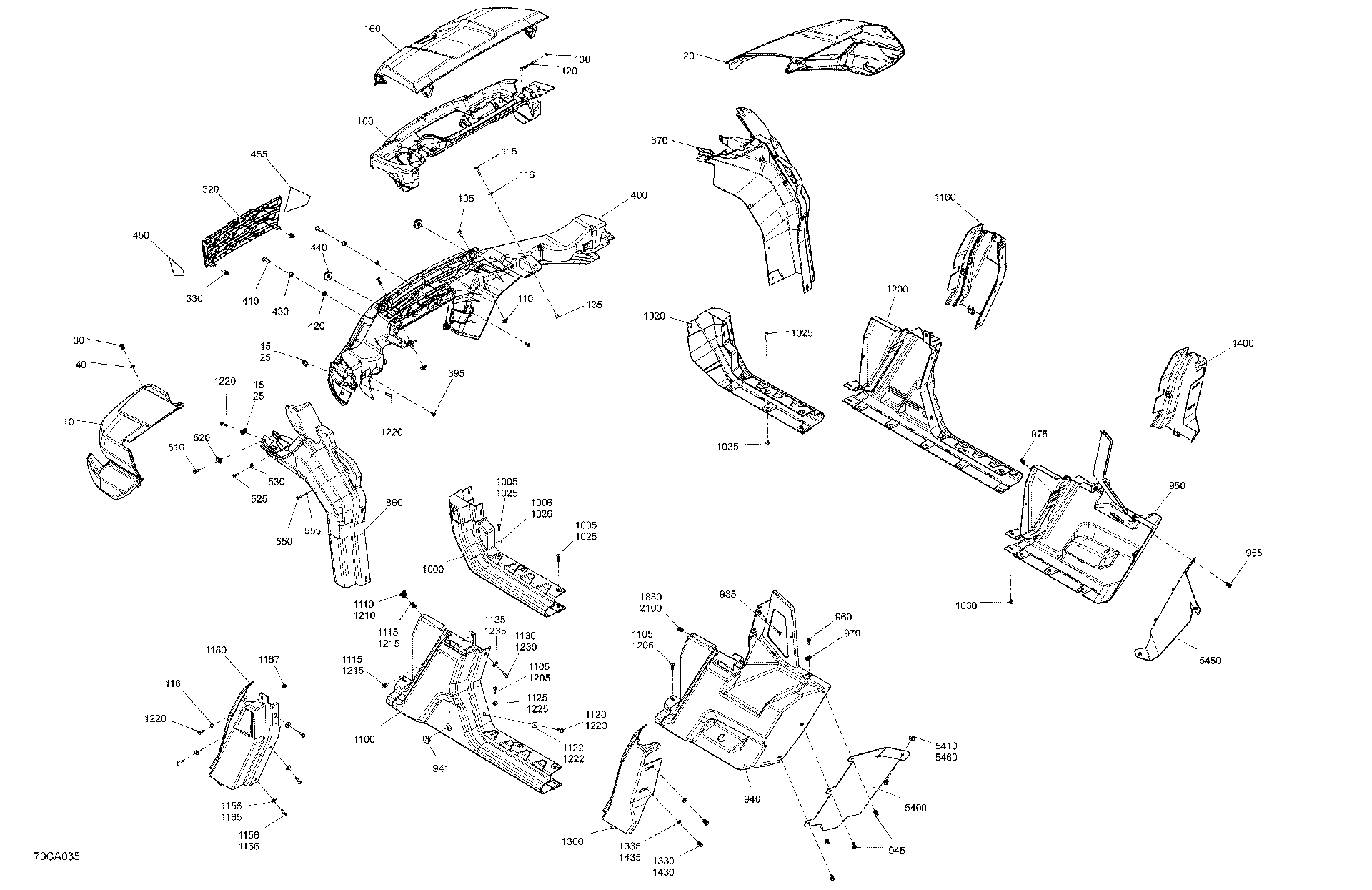 An Image of a Genuine Can-Am Parts Schematic Diagram showing the schematic - BODY - SYSTEM