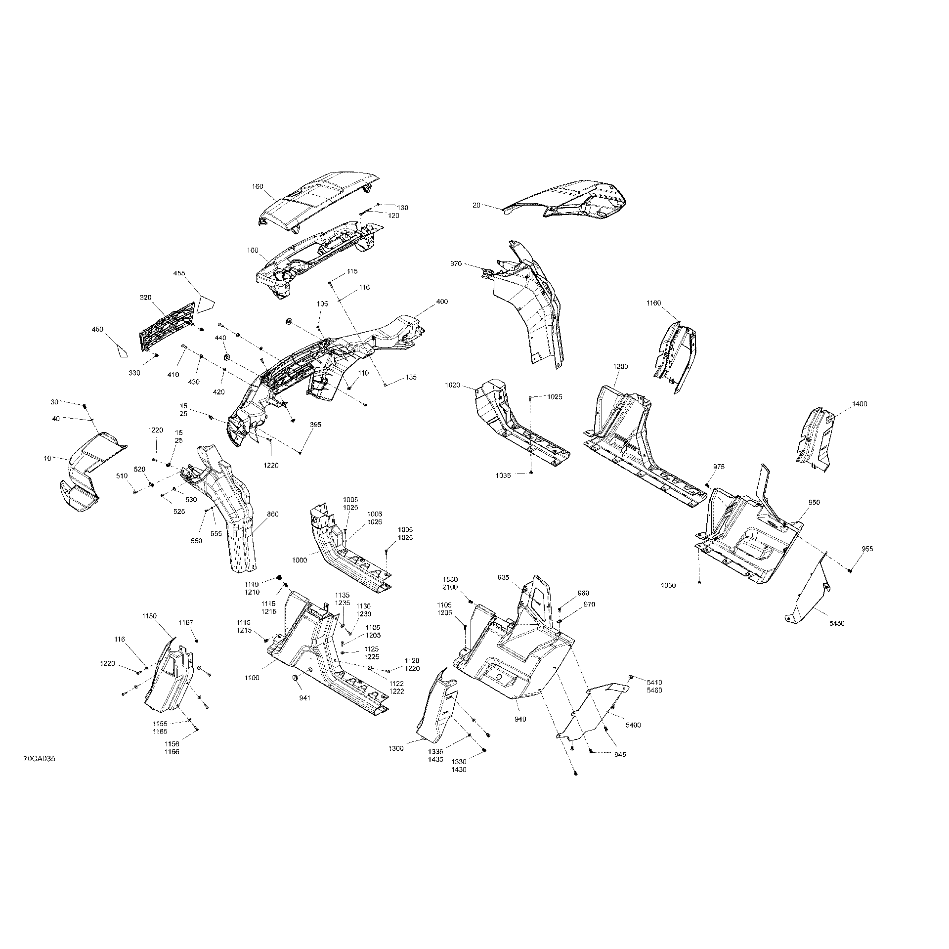 An Image of a Genuine Can-Am Parts Schematic Diagram showing the schematic - BODY - SYSTEM
