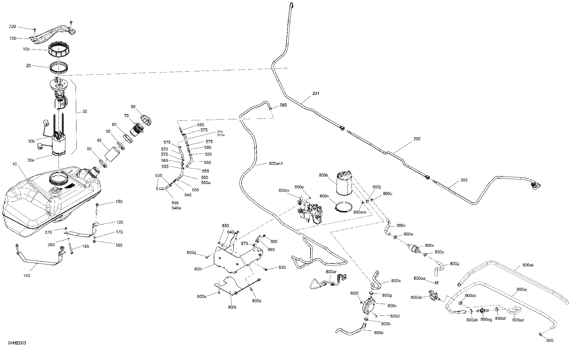 An Image of a Genuine Can-Am Parts Schematic Diagram showing the schematic - ENGINE - FUEL