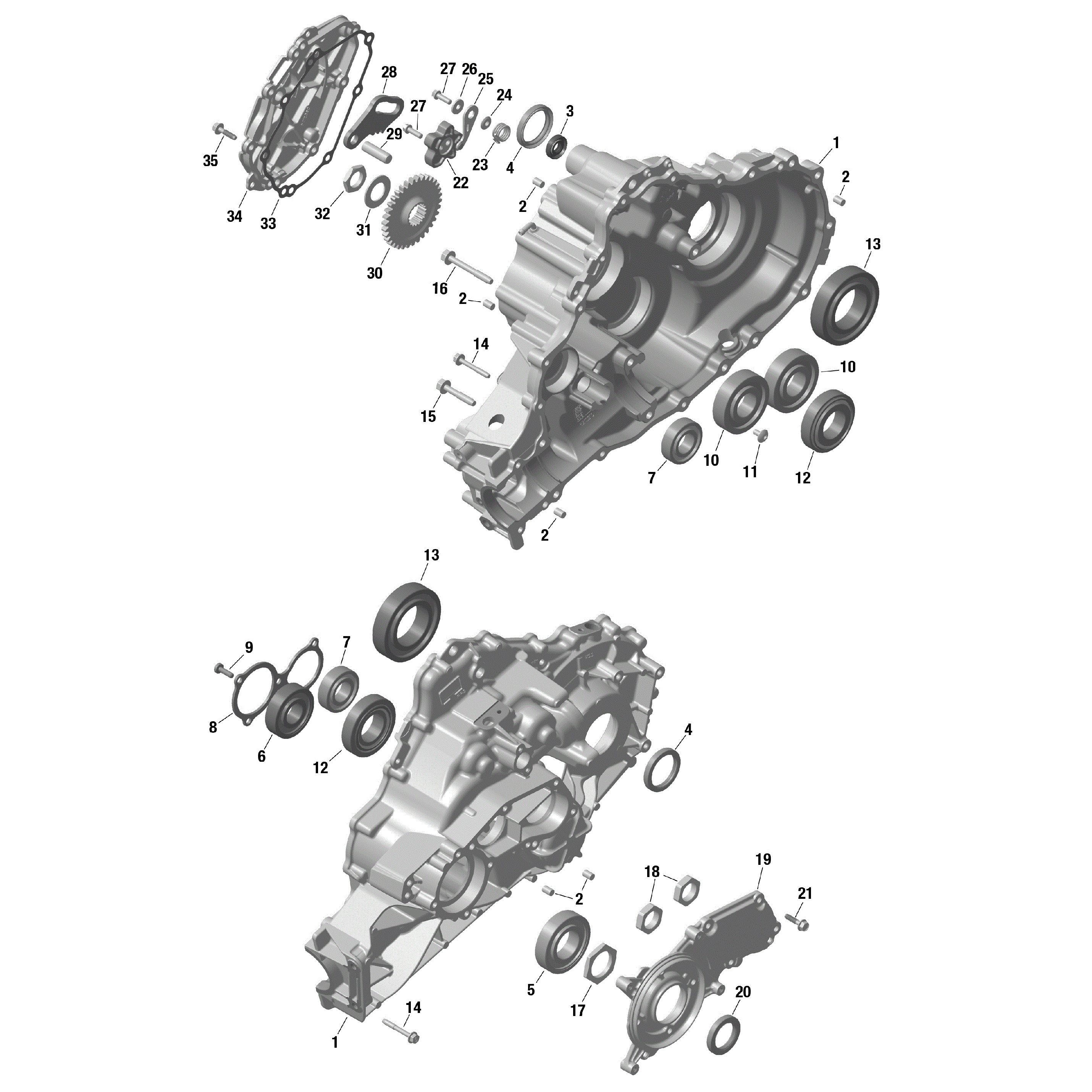 An Image of a Genuine Can-Am Parts Schematic Diagram showing the schematic - ROTAX - GEARBOX 1