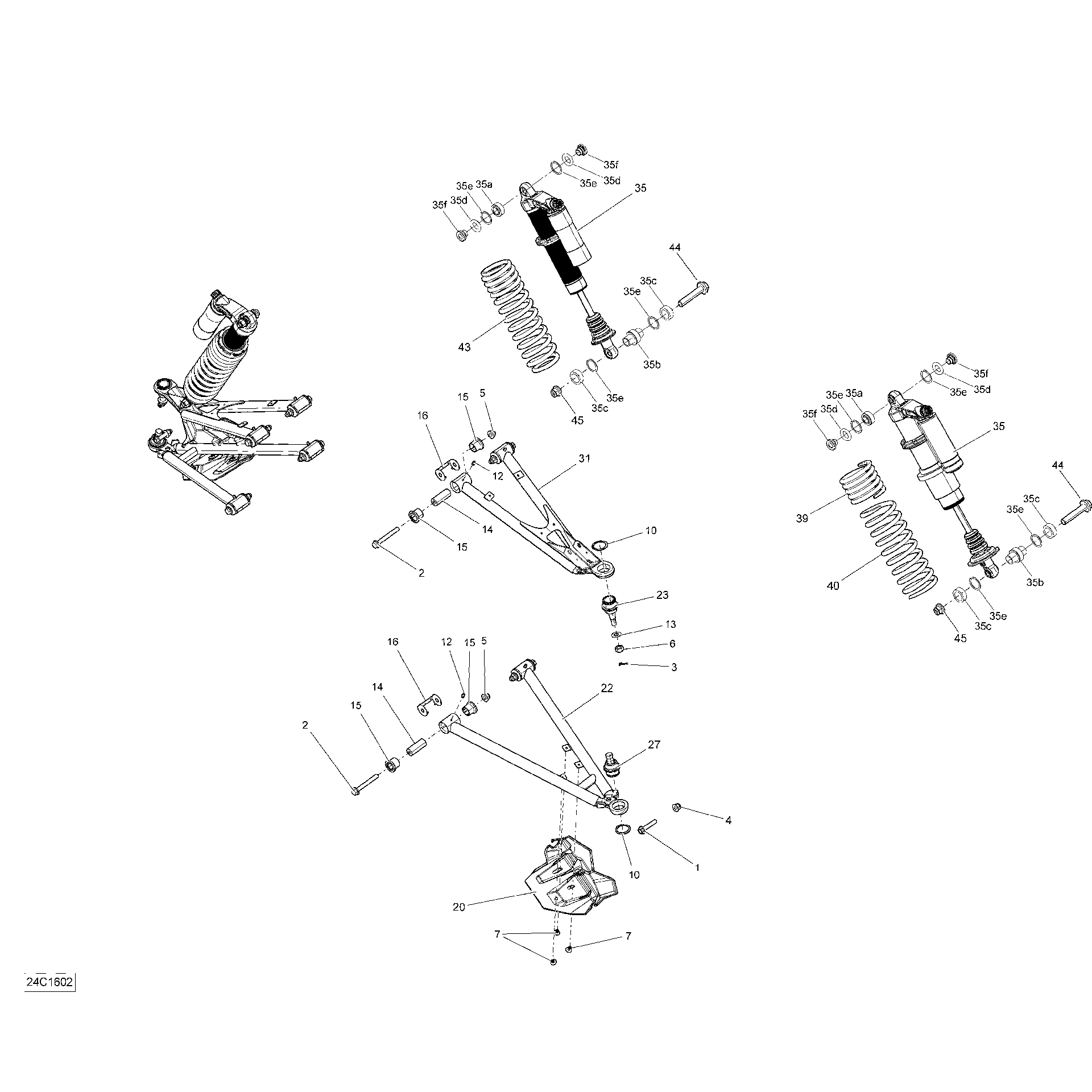 An Image of a Genuine Can-Am Parts Schematic Diagram showing the schematic - FRONT SUSPENSION