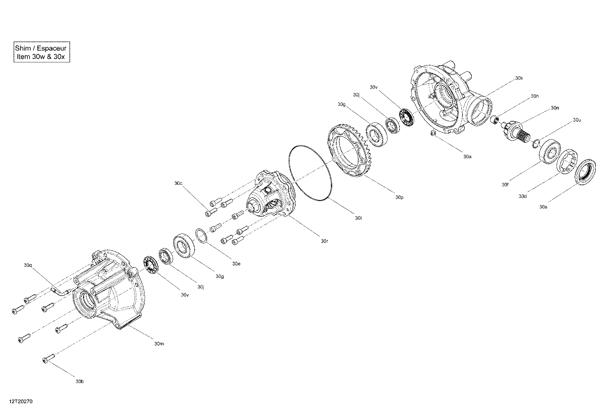 An Image of a Genuine Can-Am Parts Schematic Diagram showing the schematic - FRONT DRIVE - DIFFERENTIAL PARTS